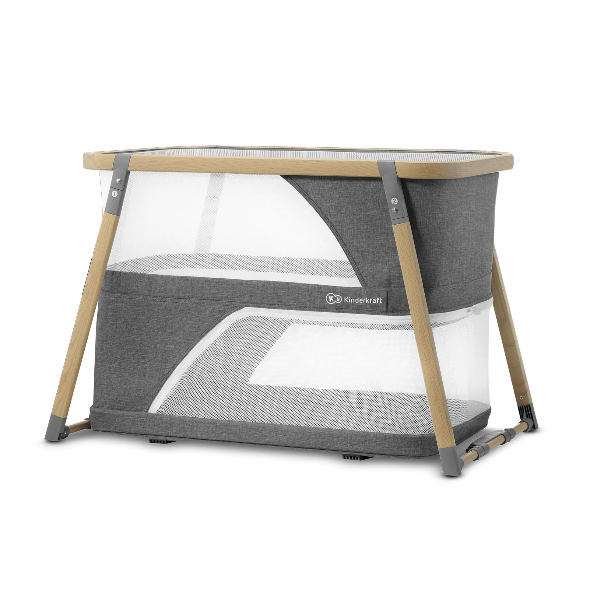 kk Kinderkraft Cuna de Viaje Plegable SOFI, 4 en 1, Colecho, Función Balanceo, Gris