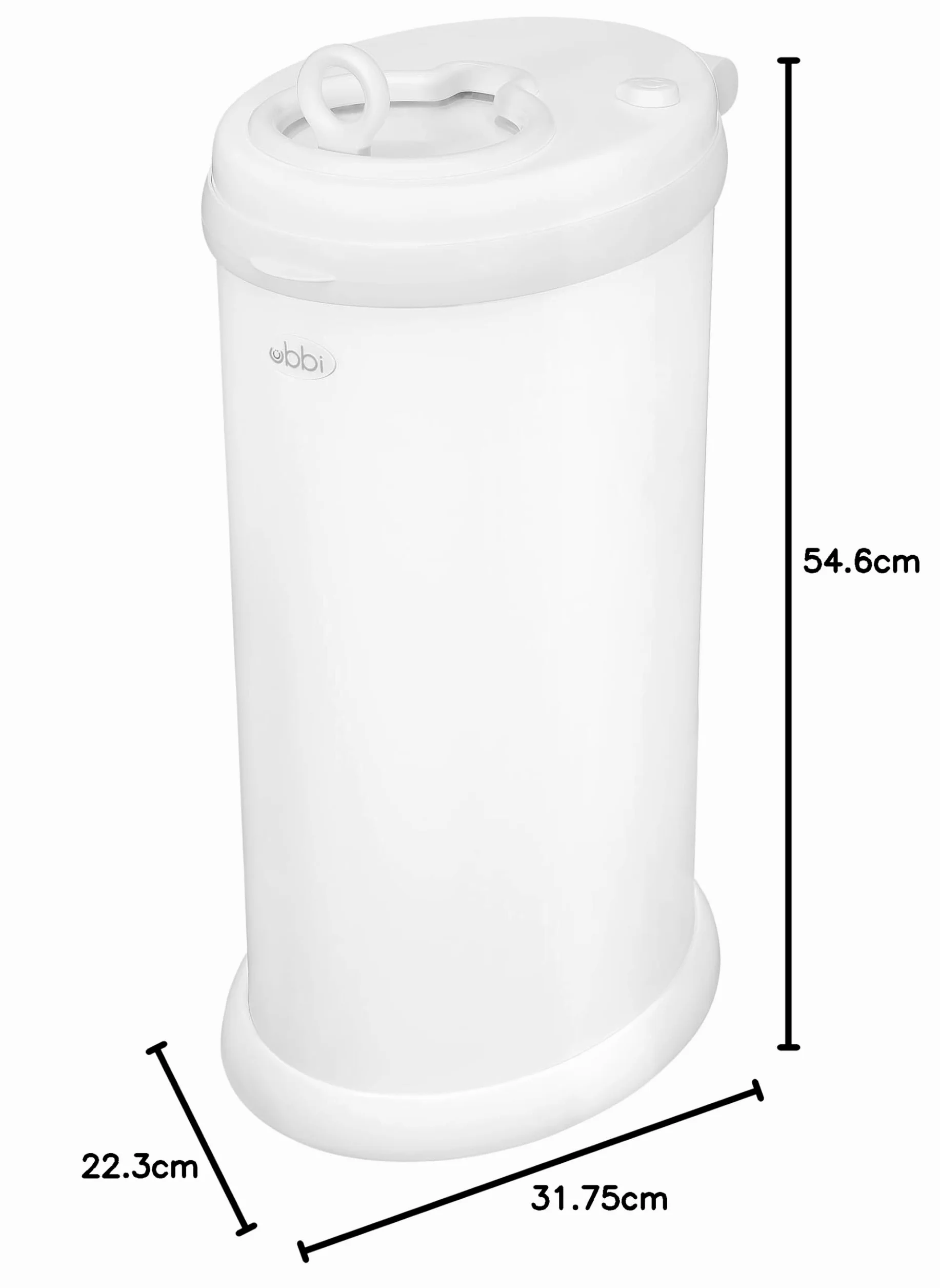 Ubbi Cubo de basura de acero con bloqueo de olores, no requiere bolsa especial, ahorro de dinero, galardonado, diseño moderno, papelera de pañales imprescindible, color blanco mate