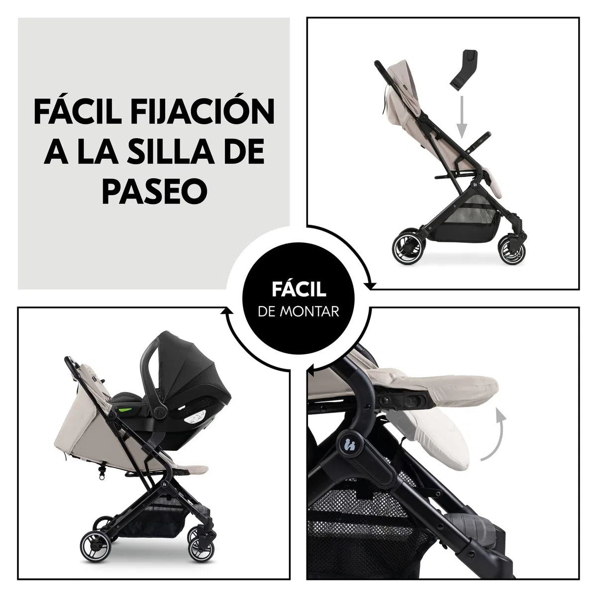 hauck Adaptador para Sillas de Coche de Bebé en Sillas de Paseo Travel N Care y Travel N Care Plus - Compatible con Drive N Care Cybex Kiddy Joie Kinderkraft Maxi-Cosi - Negro