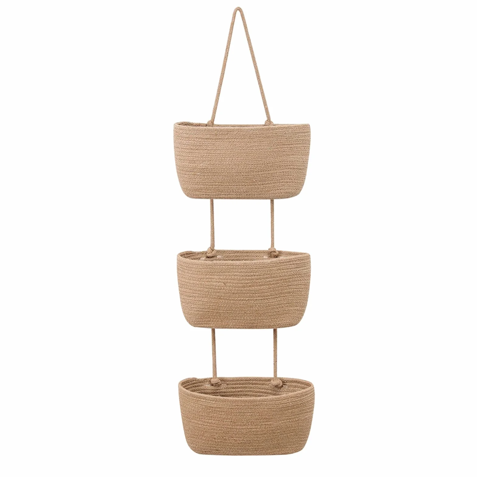 Organizador colgante, cesta colgante de pared de 3 niveles, cesta colgante de pared, cestas de almacenamiento de cuerda de algodón, cesta colgante para salón, dormitorio, baño, habitación infantil (B)