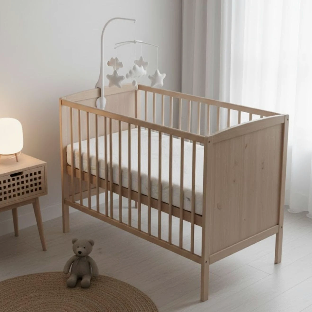 Easy Dort El | Colchón de bebé de 50 x 100 cm – cuna – cuna – funda de bambú | verano e invierno | doble cara | cómodo | fabricado en Francia | blanco |