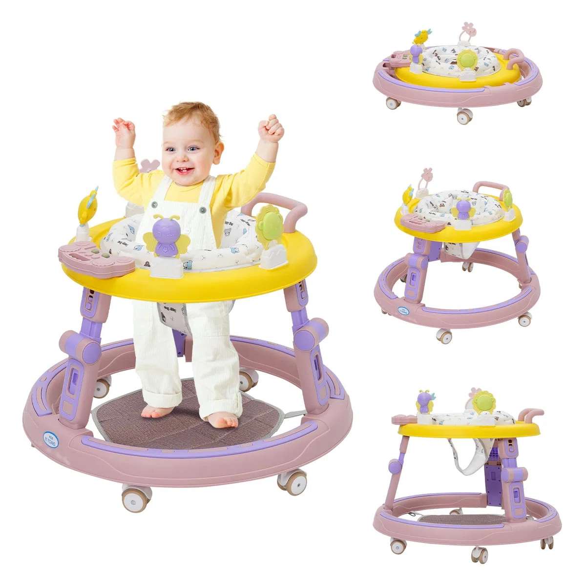 Andador Bebes 5 en 1,Tacata Bebe Plegable con Altura Música,Plegable Asiento Giratorio 360°,6 Ruedas Silenciosas,Apto Para Niños y Niñas a Partir de 6 Meses