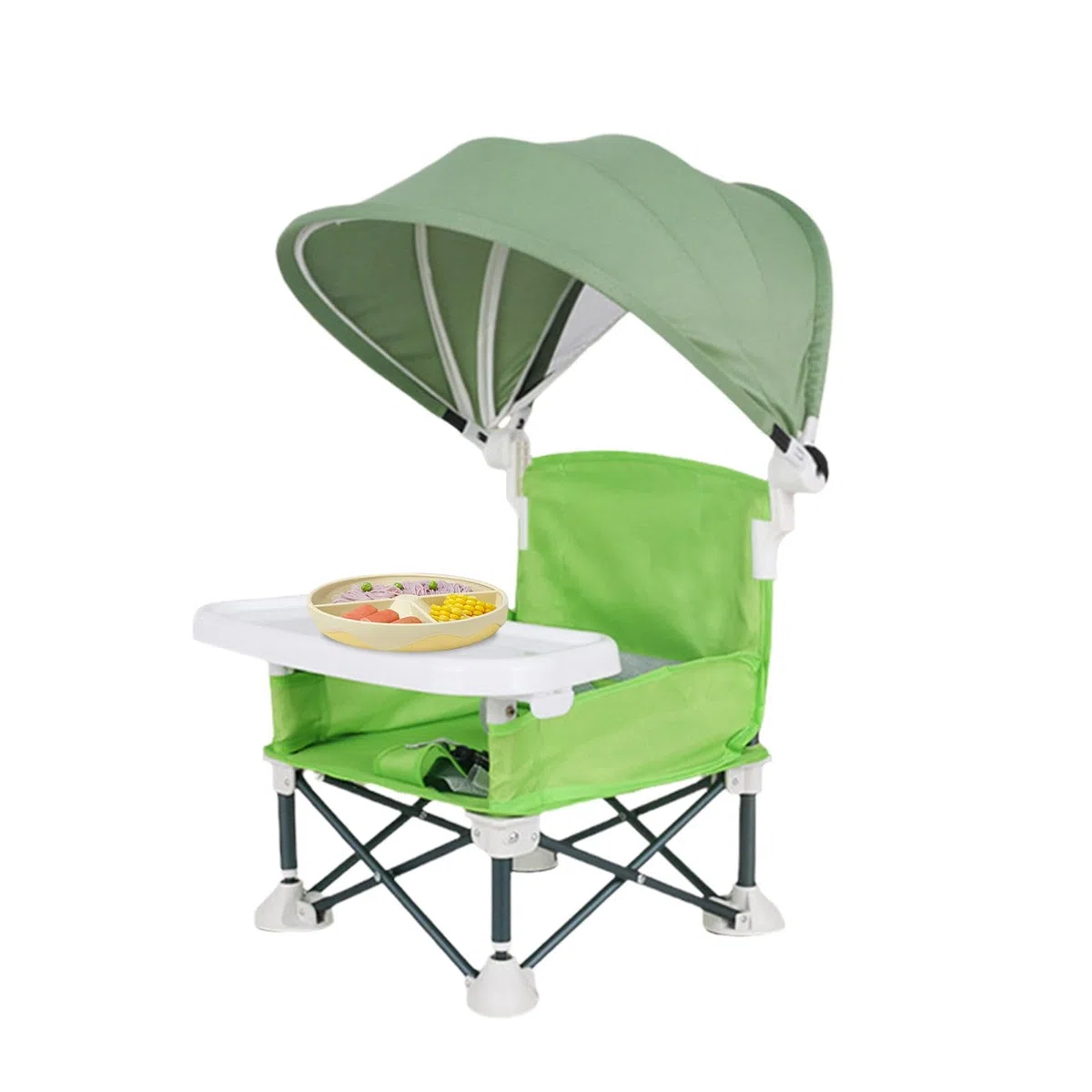 Trona Para Bebé, Silla De Comedor Con Asiento Elevador Plegable, Silla De Playa Portátil Para Bebé Con Bandeja Extraíble Y Sombrilla, Trona De Viaje Para Asiento De Bebé, Silla De Alimentación