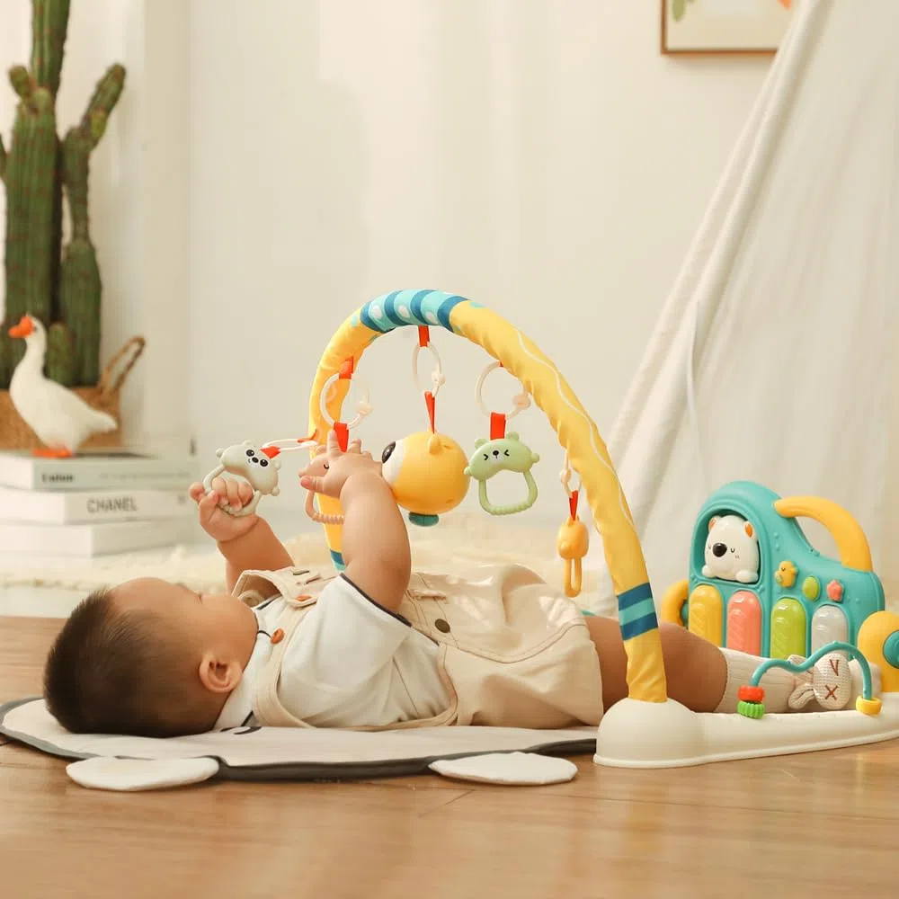 Gimnasio de juegos con piano para bebés, musical y con luces (Bear)