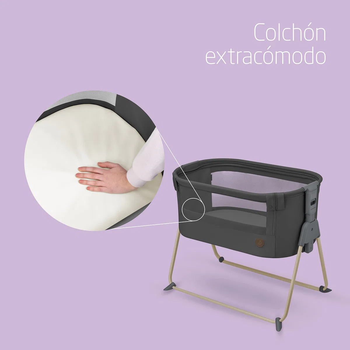 Maxi-Cosi Tori 2en1 Cuna colecho, Cuna junto a la cama 2en1 Plegado ultracompacto, Ligera 5 posiciones de altura Colecho portátil con malla transpirable, 0 a 6 meses aprox., 0 a 9 kg Beyond Graphite