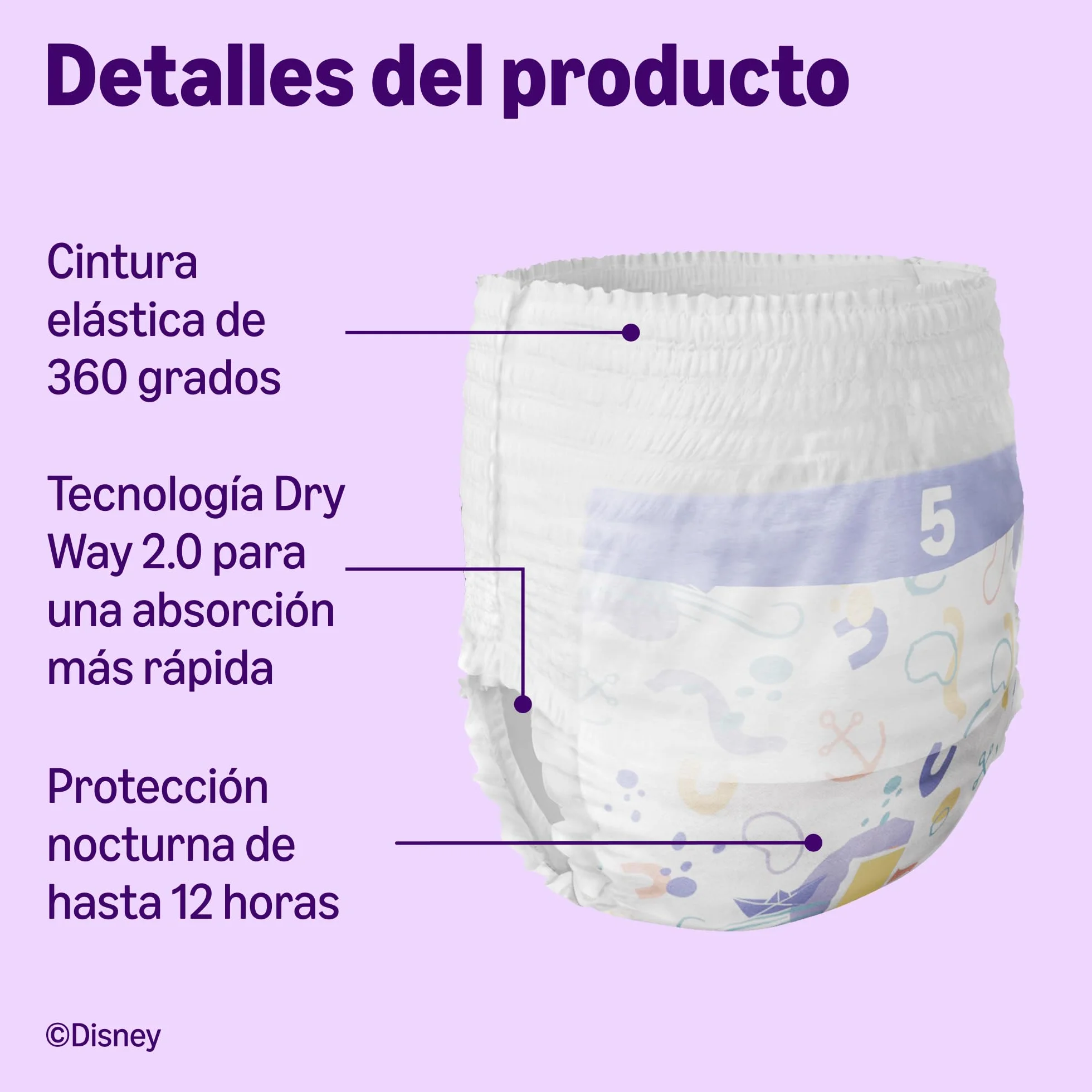 Disney Pañales de Aprendizaje Talla 5 (12-17 kg) 140 Unidades Blanco
