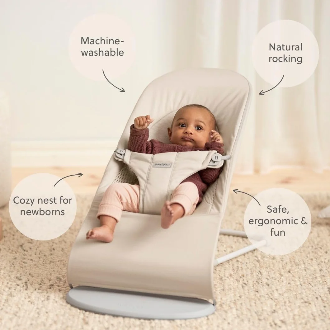BabyBjörn Hamaca Balance Soft, Tri-Fabric, Beige Claro