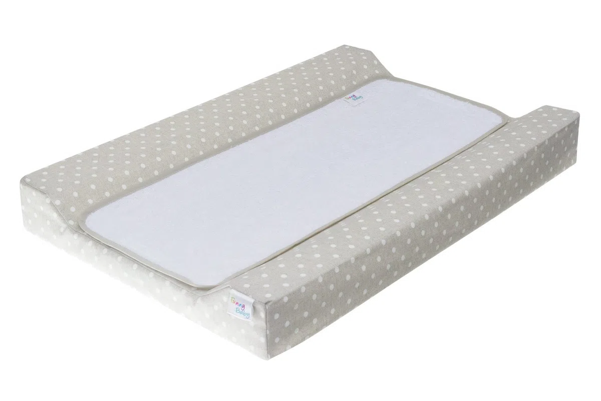 Funny Baby | Colchoneta Cambiador Bebé Impermeable 48x70 cm – Espuma Acolchada con Bordes Elevados, Funda Lavable y Toalla de Rizo – Cambiador para Cómoda Diseño Topos