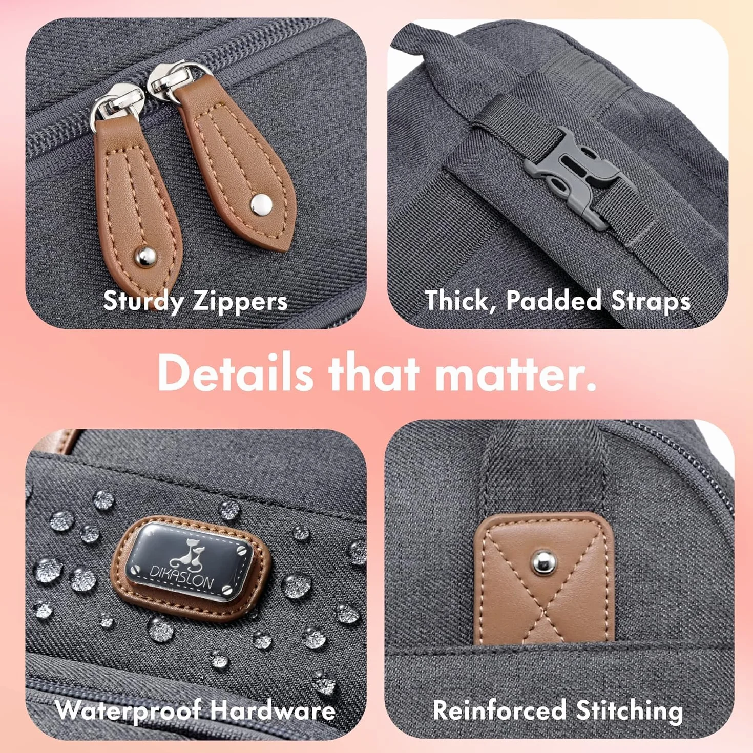 Dikaslon Mochila Cambiador, Mochila Pañalera Grande Bolsas Multifuncionales para Bebés con Cambiador Portátil, Portachupete y Correas para el Cochecito, para Mamá y Papá