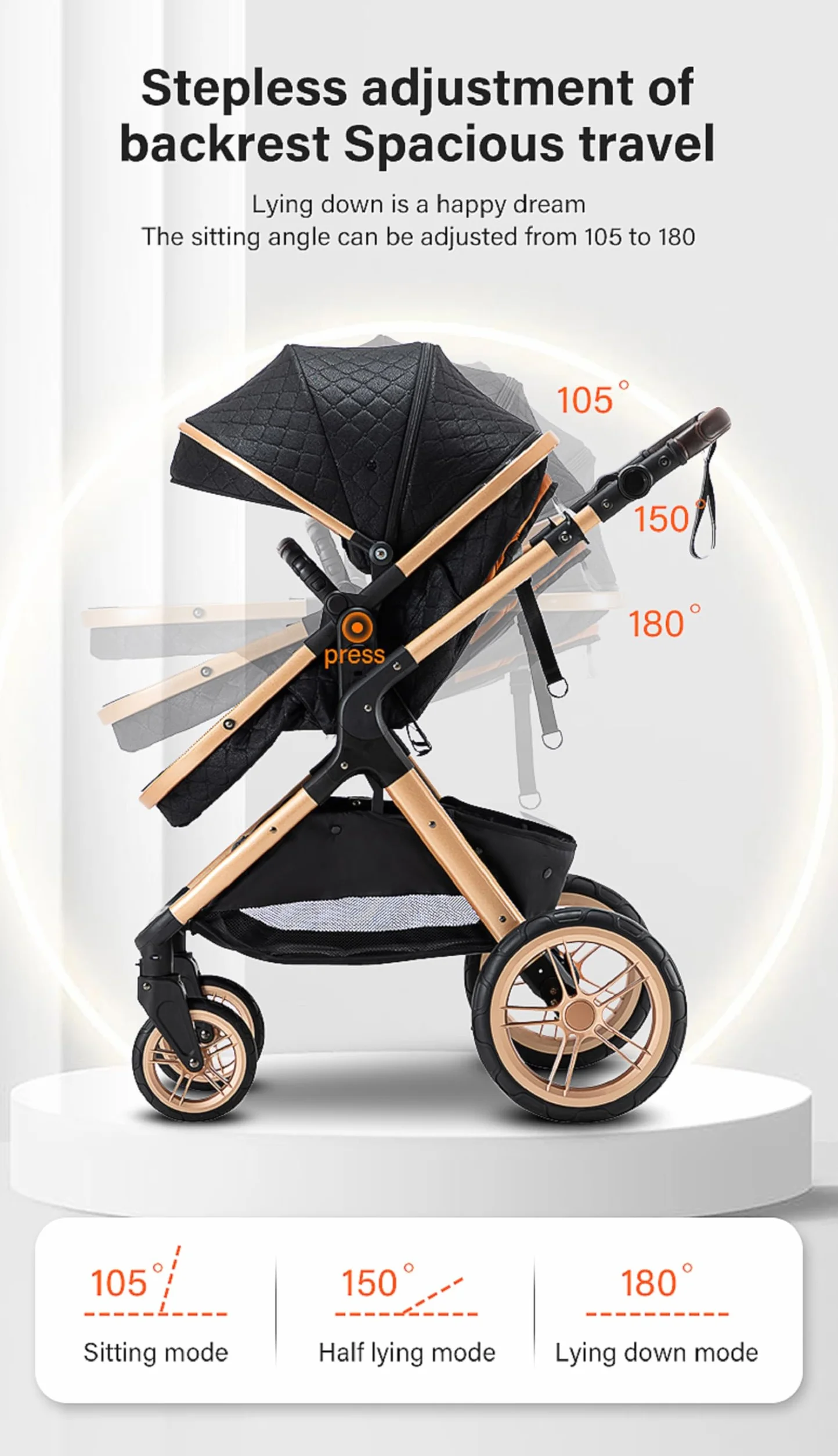 Carrito bebé 3 Piezas, Carro, Carrito bebé 3 en 1, Silla Paseo, Sistema de viaje, Plegable, neumáticos de caucho, Con accesorios, Góndola, Adaptateurs, 25 kg (XX1 Negro)