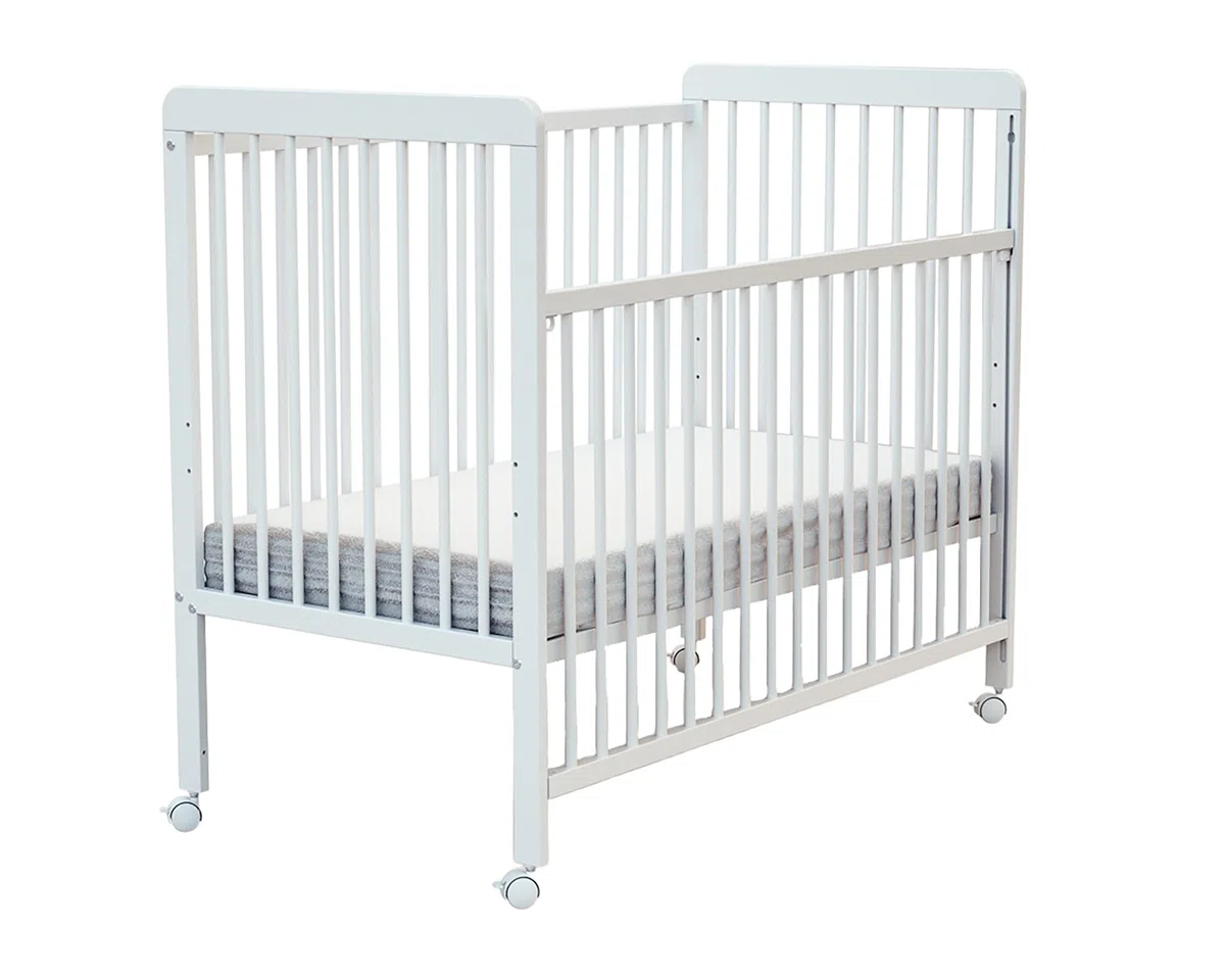 Webaby - Cuna bebé Madera con Barrera Deslizante para bebés 60x120 LIVO White | Base de Caja Ajustable en 3 Alturas | 4 Ruedas multidireccionales con Freno