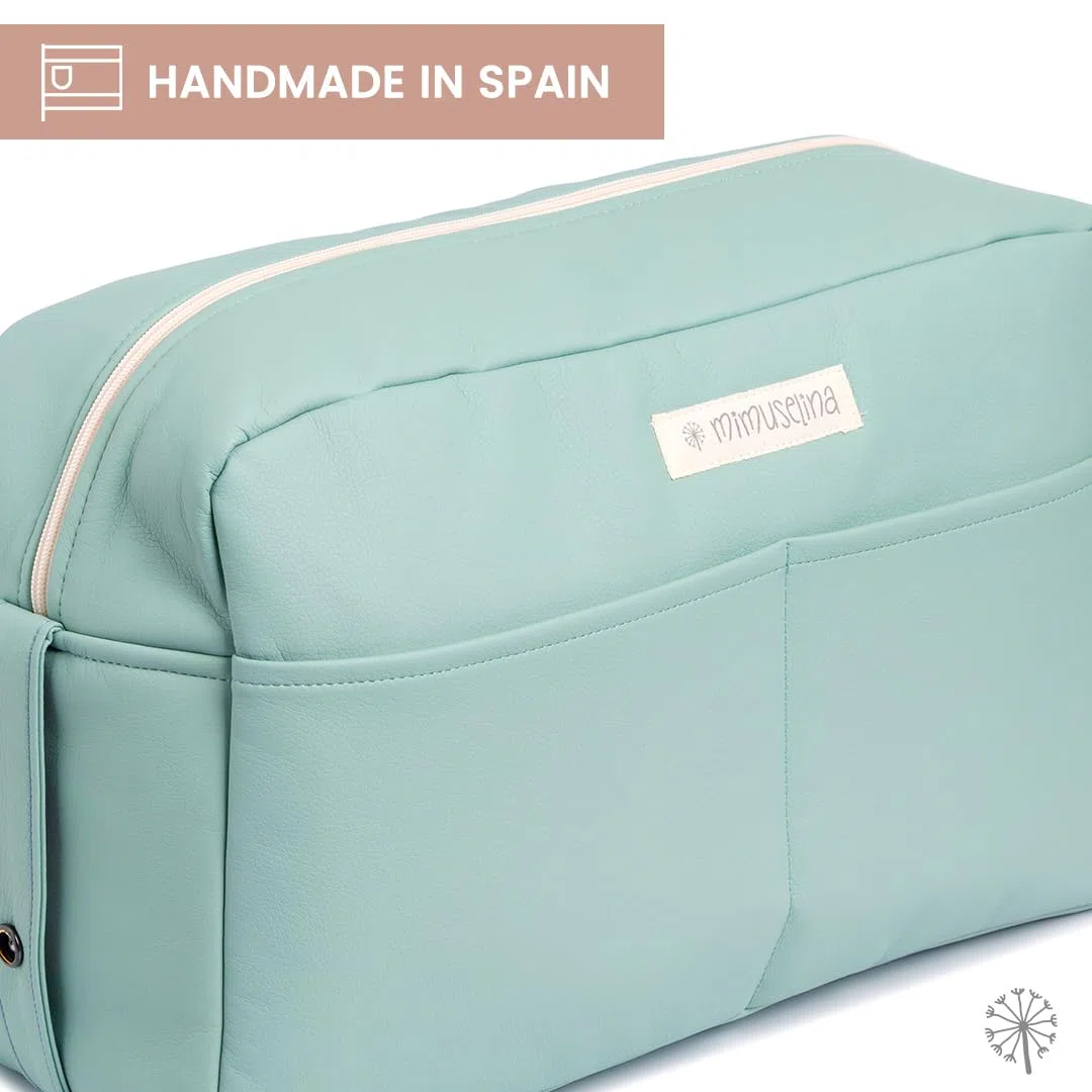 MIMUSELINA Bolso Carrito Polipiel | Bolso Carro Bebe Impermeable de Gran Capacidad | Organización total con 7 bolsillos | Uso en hombro o cochecito sin necesidad de ganchos | Hecho en España