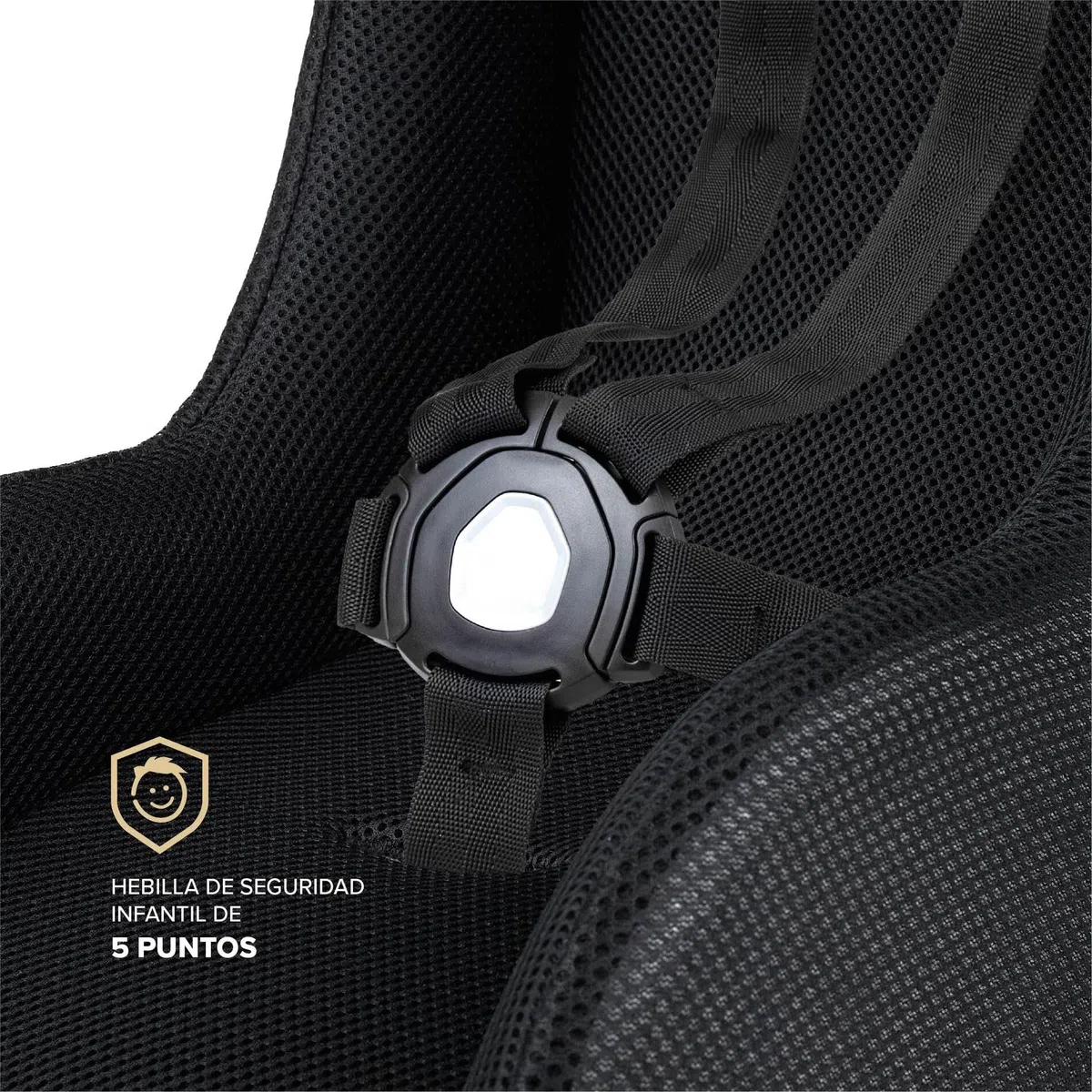 POLISPORT 8015000019 - Mini Pelican Todo Clima Reductor Asiento Bebé con Arnés 5 Puntos para Remolque, Cochecito y Bicicleta Cargo – Transpirable, Seguro y Compatible de 7 a 18 Meses, Negro