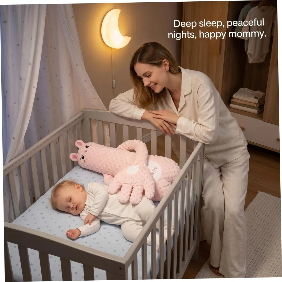 Bebé calmante acariciando la mano: mamá abrazo simulación acariciando al bebé para dormir con una almohada inteligente de felpa extraíble de doble relleno para dormir