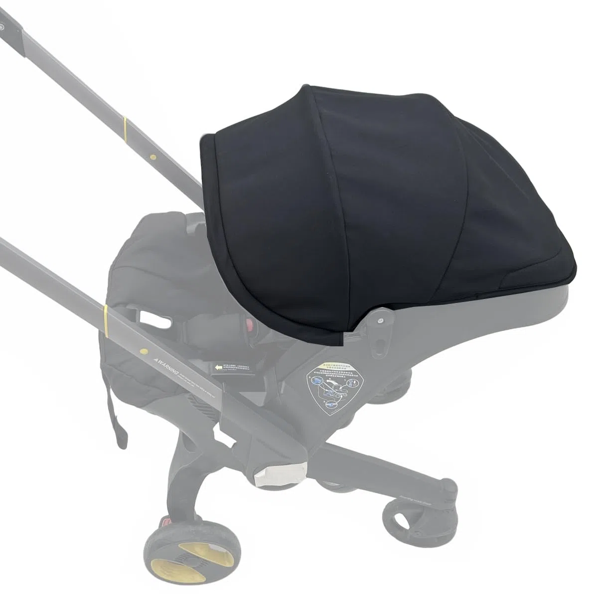 Toldo de repuesto para cochecito Doona X/Doona+ / Doona i, parasol extensible de 4 segmentos, accesorios de cochecito lavables a máquina con almohadillas para los hombros (negro, para Doona+/i)