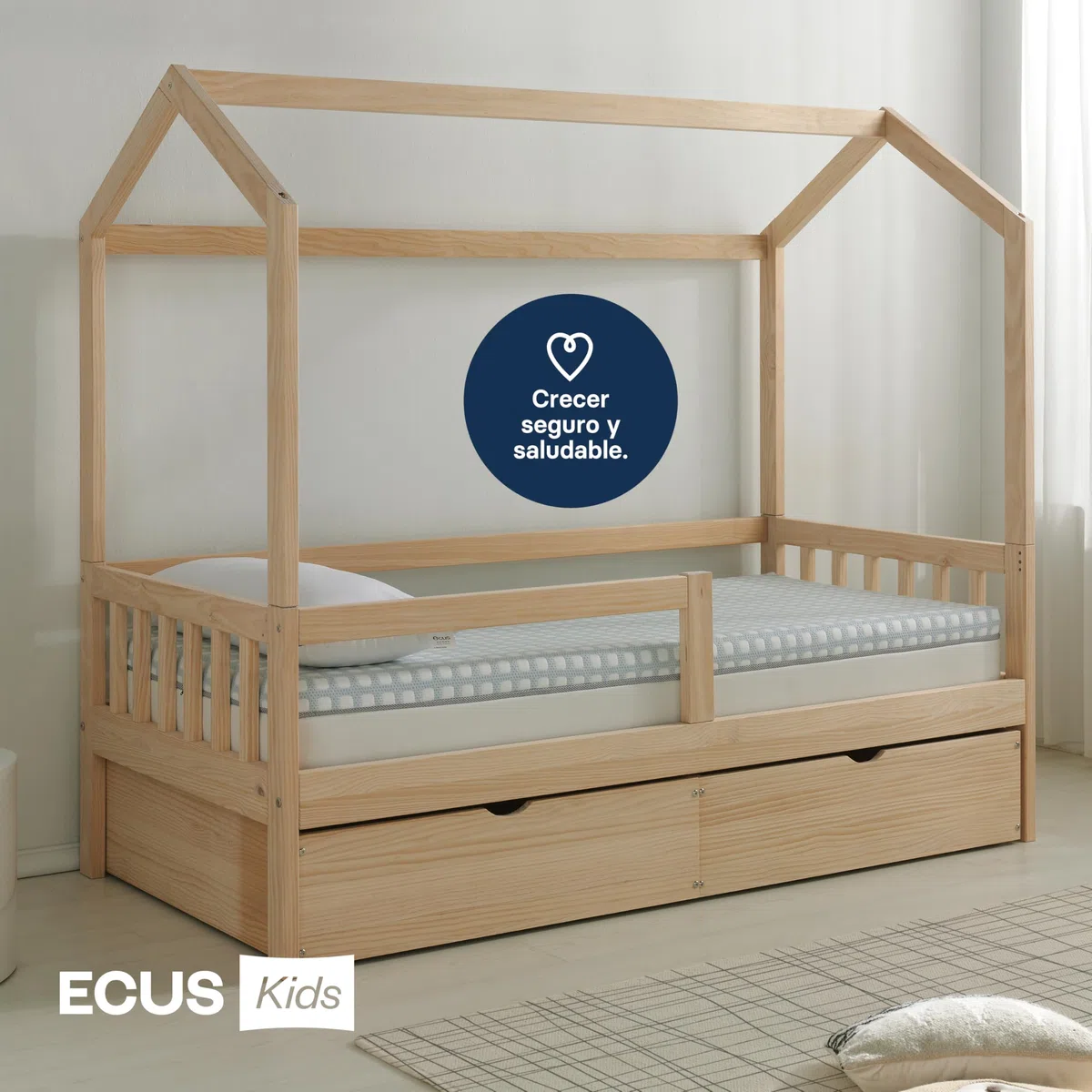 ECUS Kids Colchón Cuna 70x140 cm Care Ultimate, Antiplagiocefalia, Tejido Xtra-Cool, Topper Extraíble, Hipoalergénico, Altura 12 cm