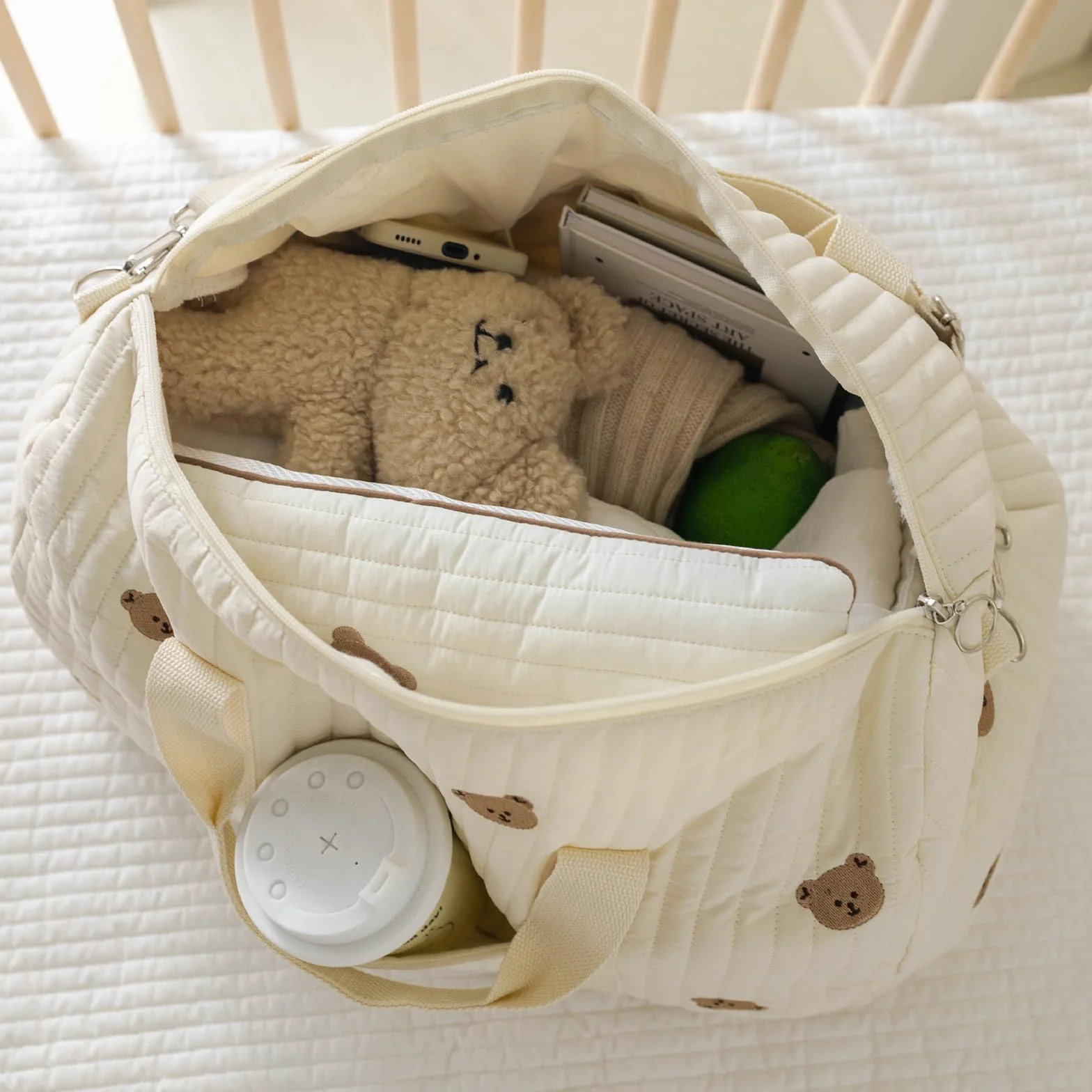Bolso Cambiador Bolso para Clínica Bolso para el Nacimiento Grande, Bolso Cambiador para Cochecito para Mamá, Bolso para Hospital de Mamá de Algodón con Bordado, para el Nacimiento en el