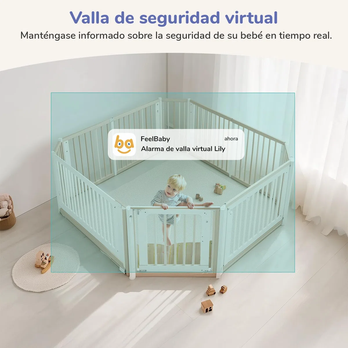 2K/3MP Camara Vigilancia Bebe con App Movil, 5" IPS Pantalla, Rotación de 360 ​​Grados, Visión Nocturna, Detección Inteligente de llanto, Área de Seguridad Personalizada, VOX
