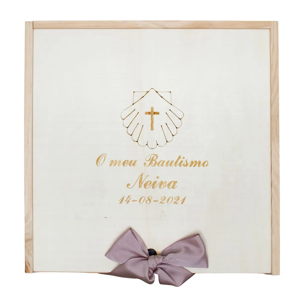 Kit de vela y pañuelo personalizado para Bautizo - Incluye caja de madera grabada – Pack de vela decorada y Paño bordado con nombre y fecha del Bautismo - Modelo Paris (Rosa Maquillaje)
