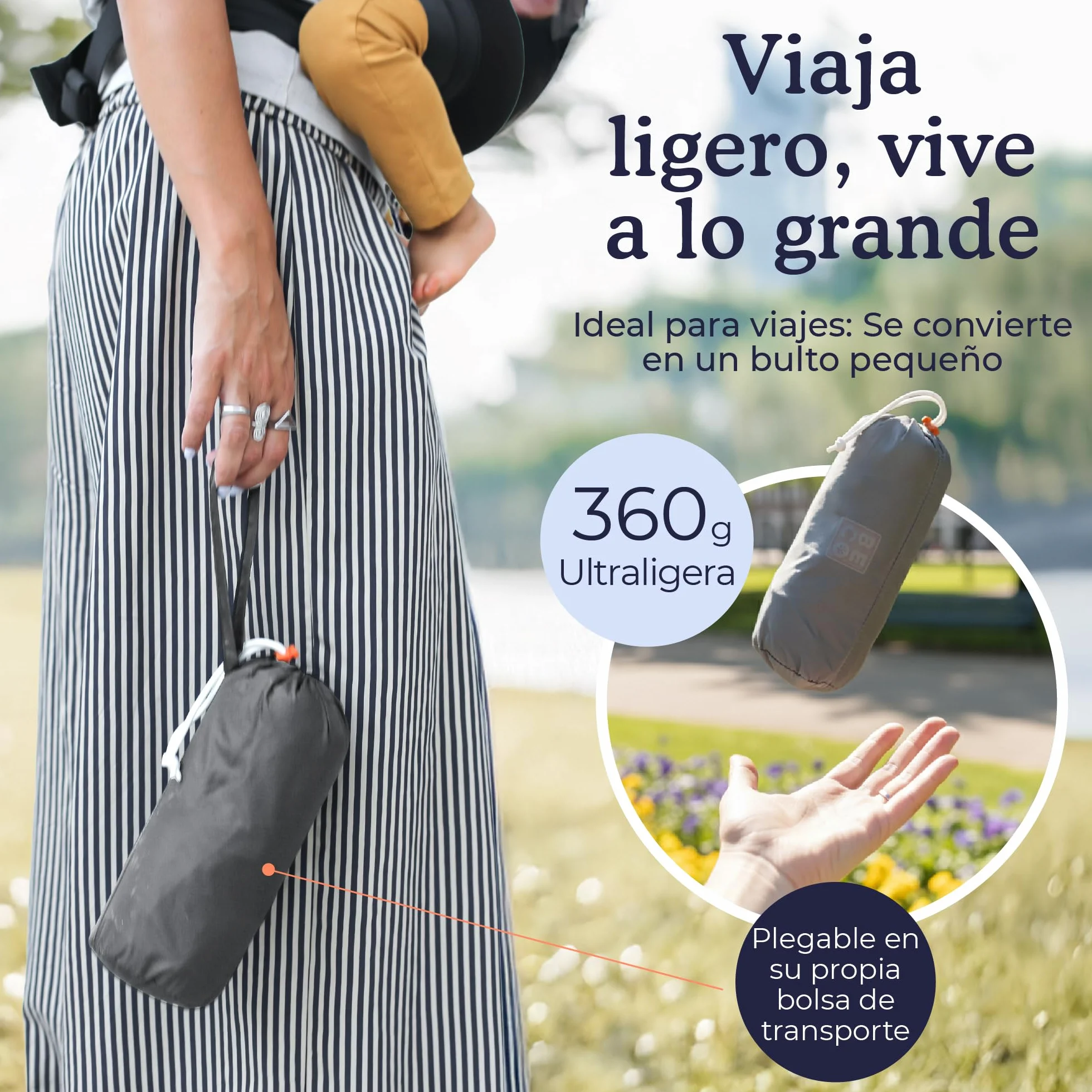 Beco Fly Ultralite Mochila Portabebés Compacta Plegable Ligera Porteo Frontal y Espalda Ergonómica M 7-20 kg Gris