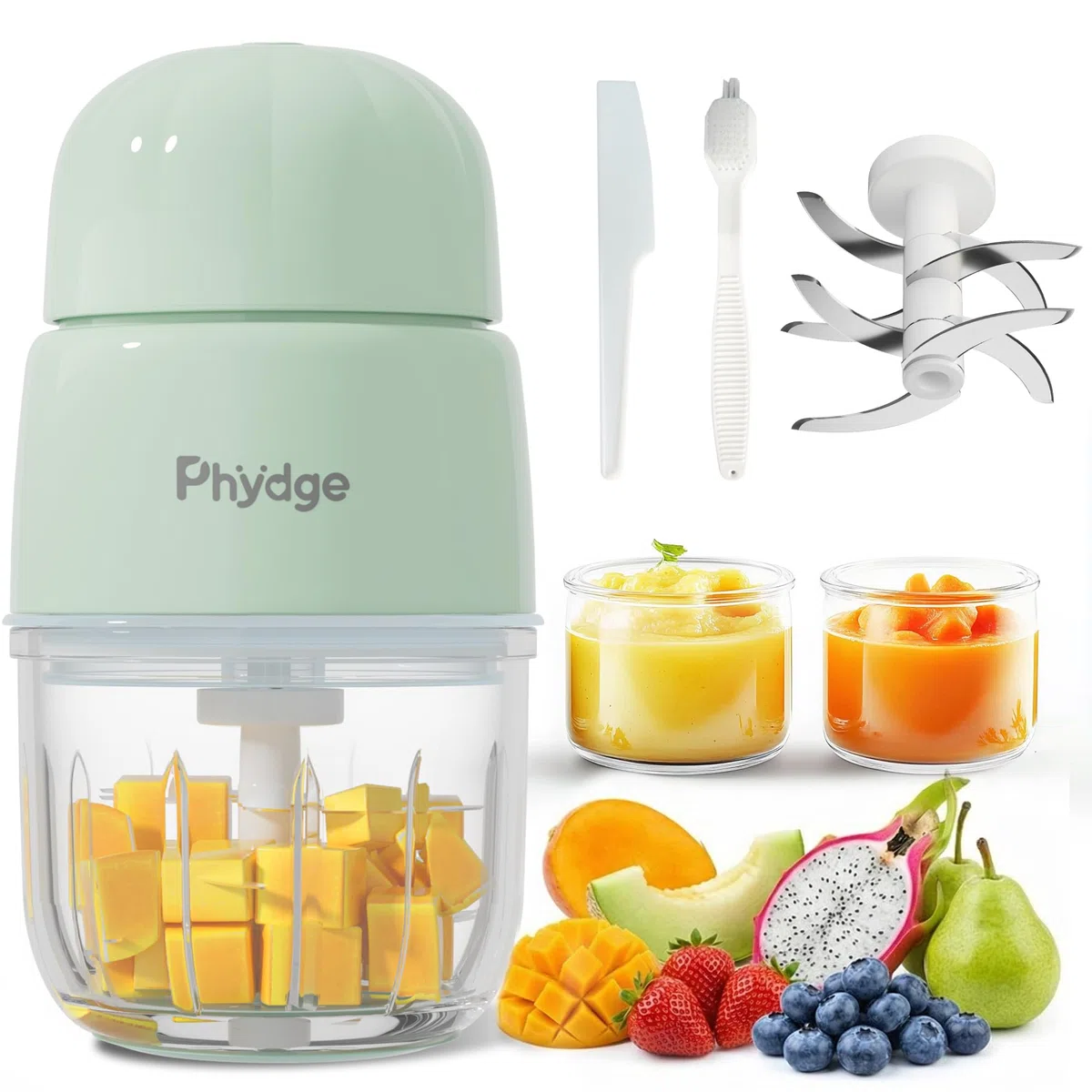 Fabricante de alimentos para bebés, puré de alimentos para bebés, licuadora de alimentos para bebés verde, procesador de alimentos para bebés, frutas, verduras, carne