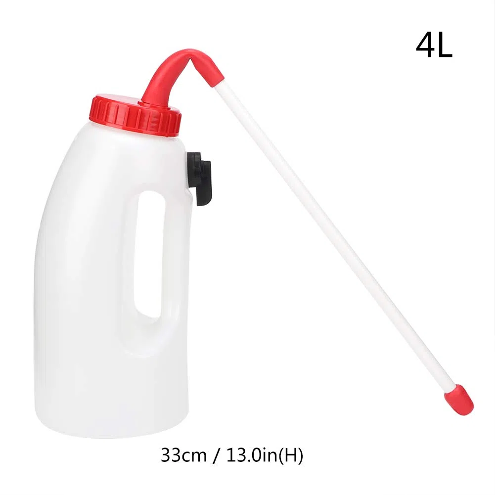Ymiko Biberón de alimentación longitudinal para terneros Alimentador de Leche para terneros con Tubo estomacal, biberón de plástico de Gran Capacidad para terneros, 4L