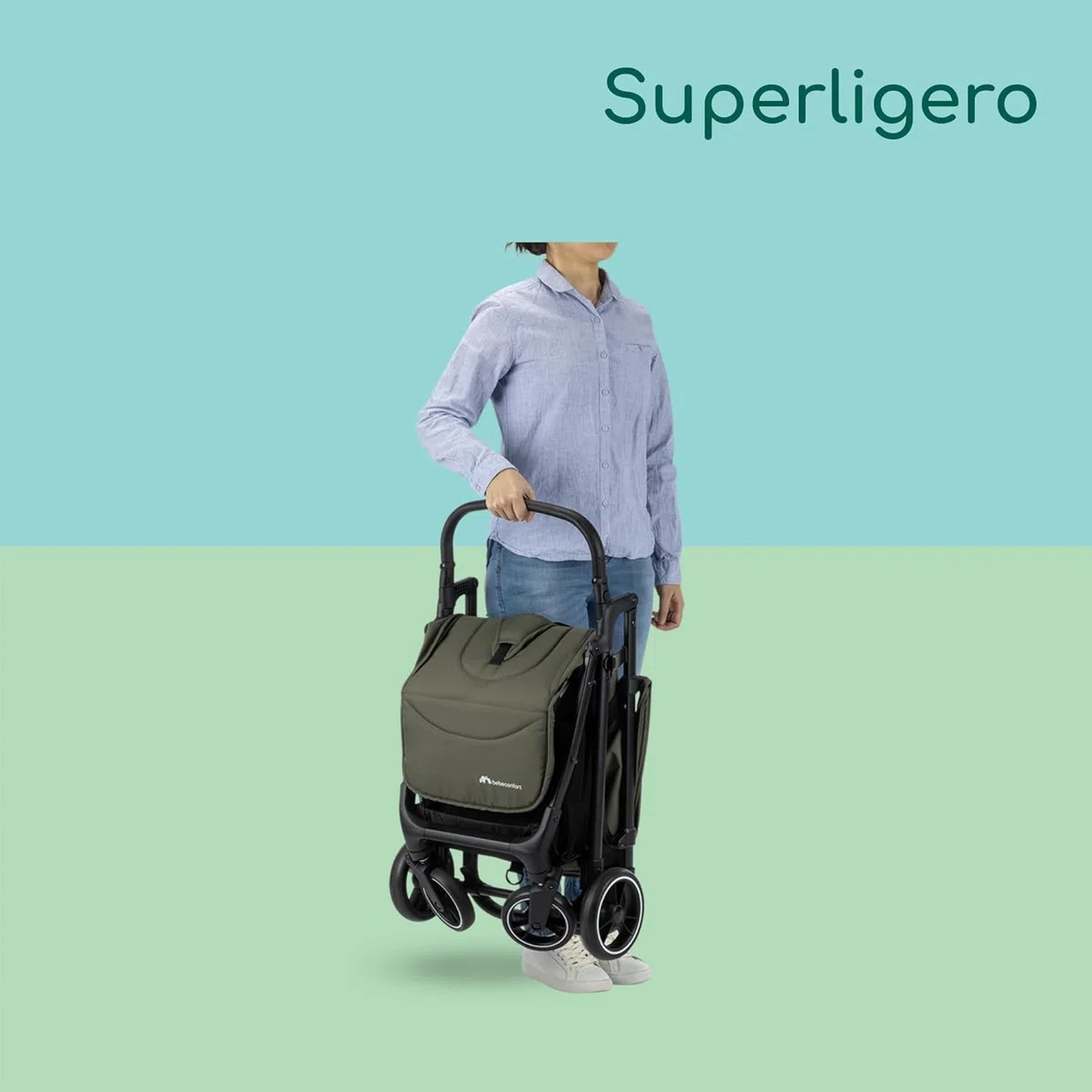 Bebeconfort Azur, Cochecito Compacto para Bebés, 0-3 Años (15 kg), Silla de Paseo Bebé Ligera, Plegado Automático con Una Mano, Posición de Reclinación Total, Cesta Amplia, Mineral Green