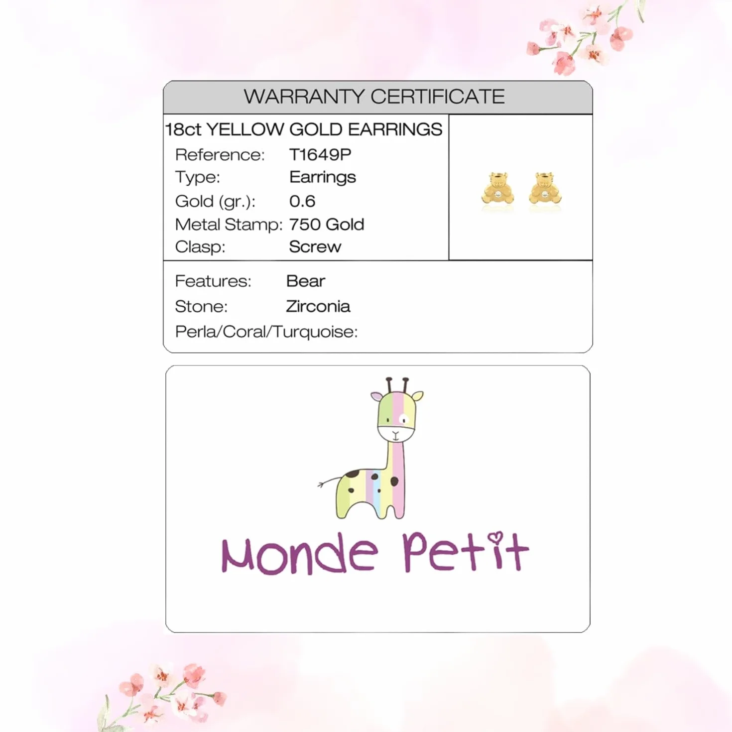 Esclava Bebe Oro Amarillo 3x1 eslabón Plano (9kts) - Estuche Regalo - Certificado de Garantía - Mondepetit