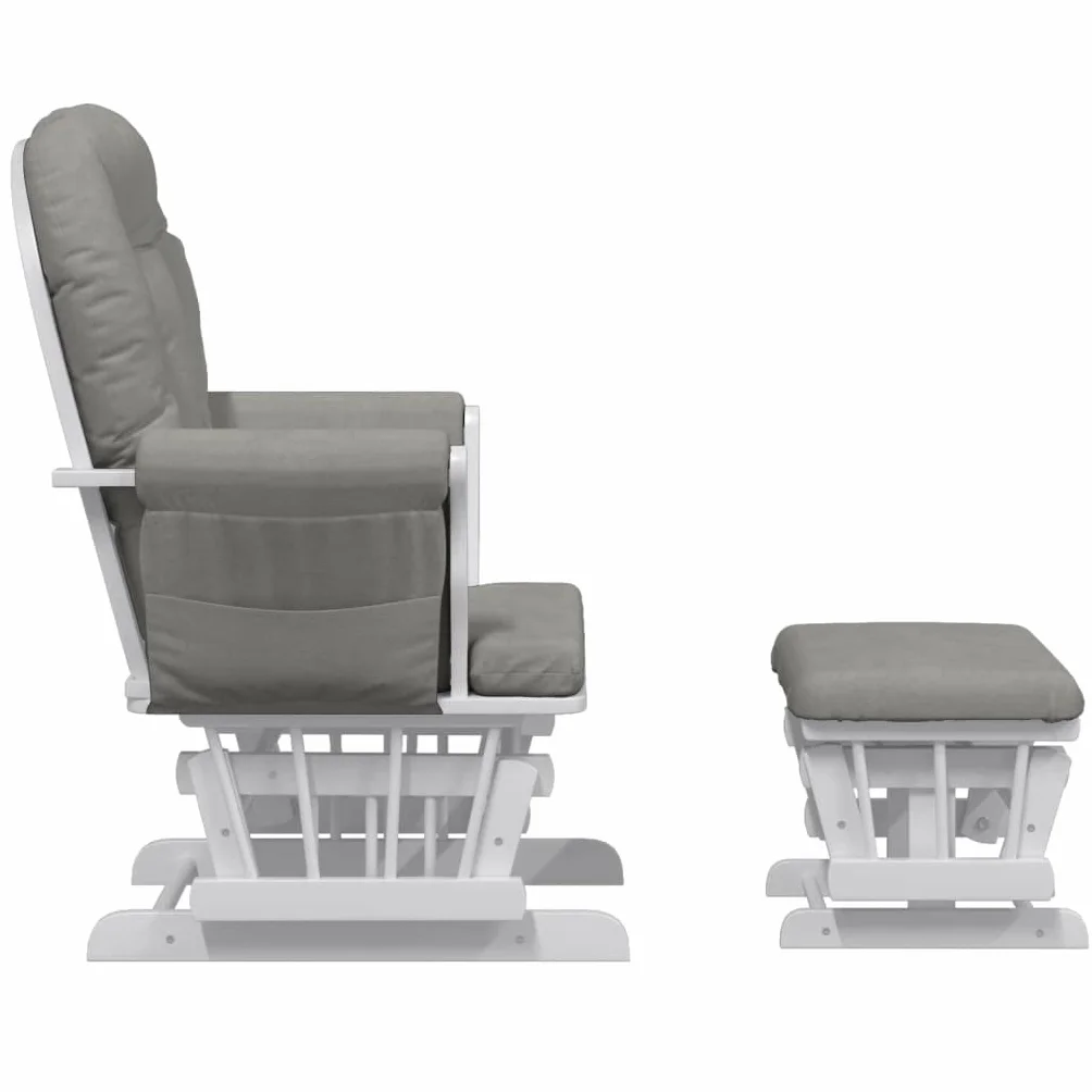 vidaXL Sillón de Lactancia con Taburete Tela Gris Claro