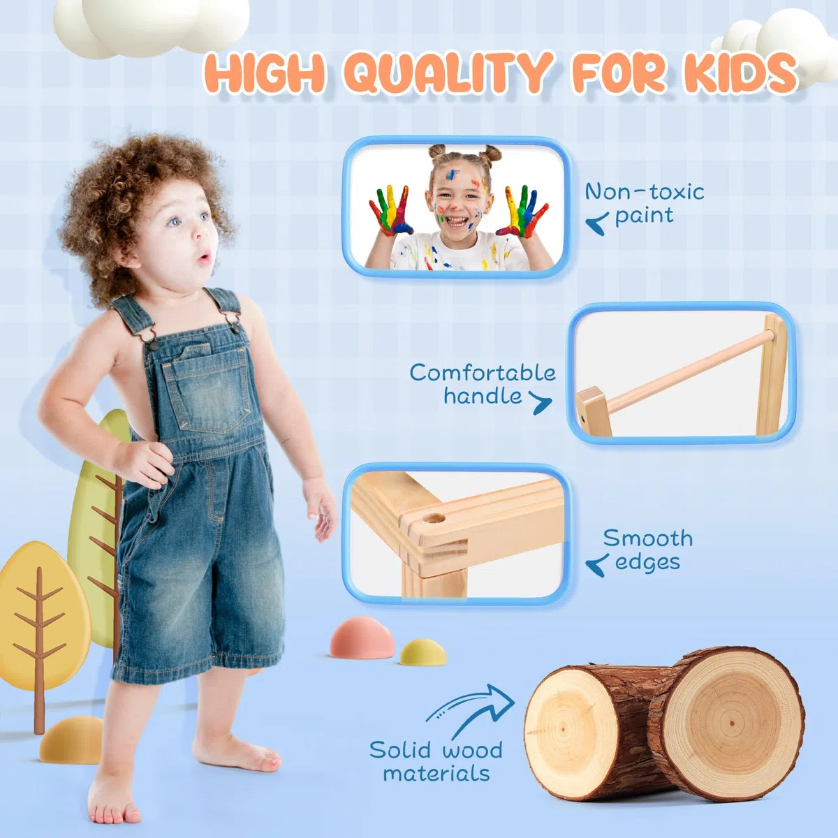 Andador de madera para bebés, andador multifuncional con 5 actividades, mango ajustable, estructura triangular estable, juguete educativo para niños pequeños a partir de 1 año