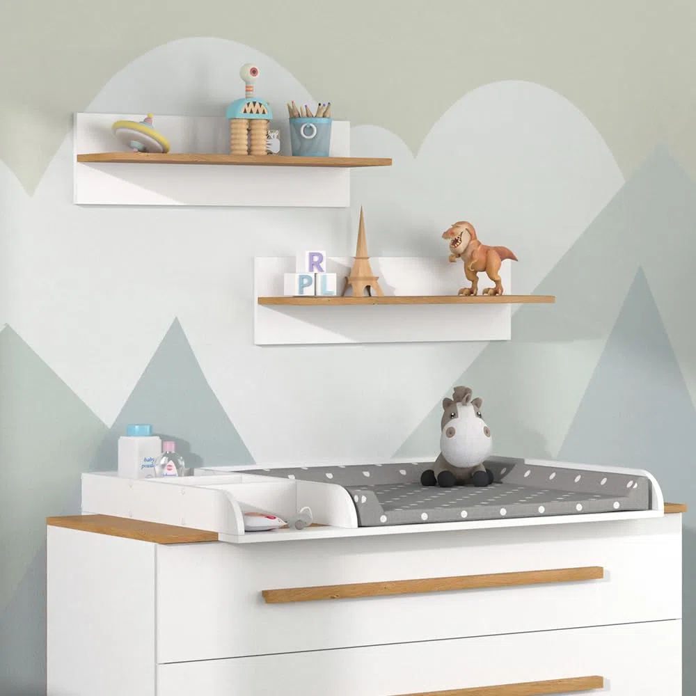 VitaliSpa Estante de Pared para habitación Infantil Malia, Blanco, 70 x 20 cm, para Montaje en Pared con Compartimento Abierto para Libros y decoración