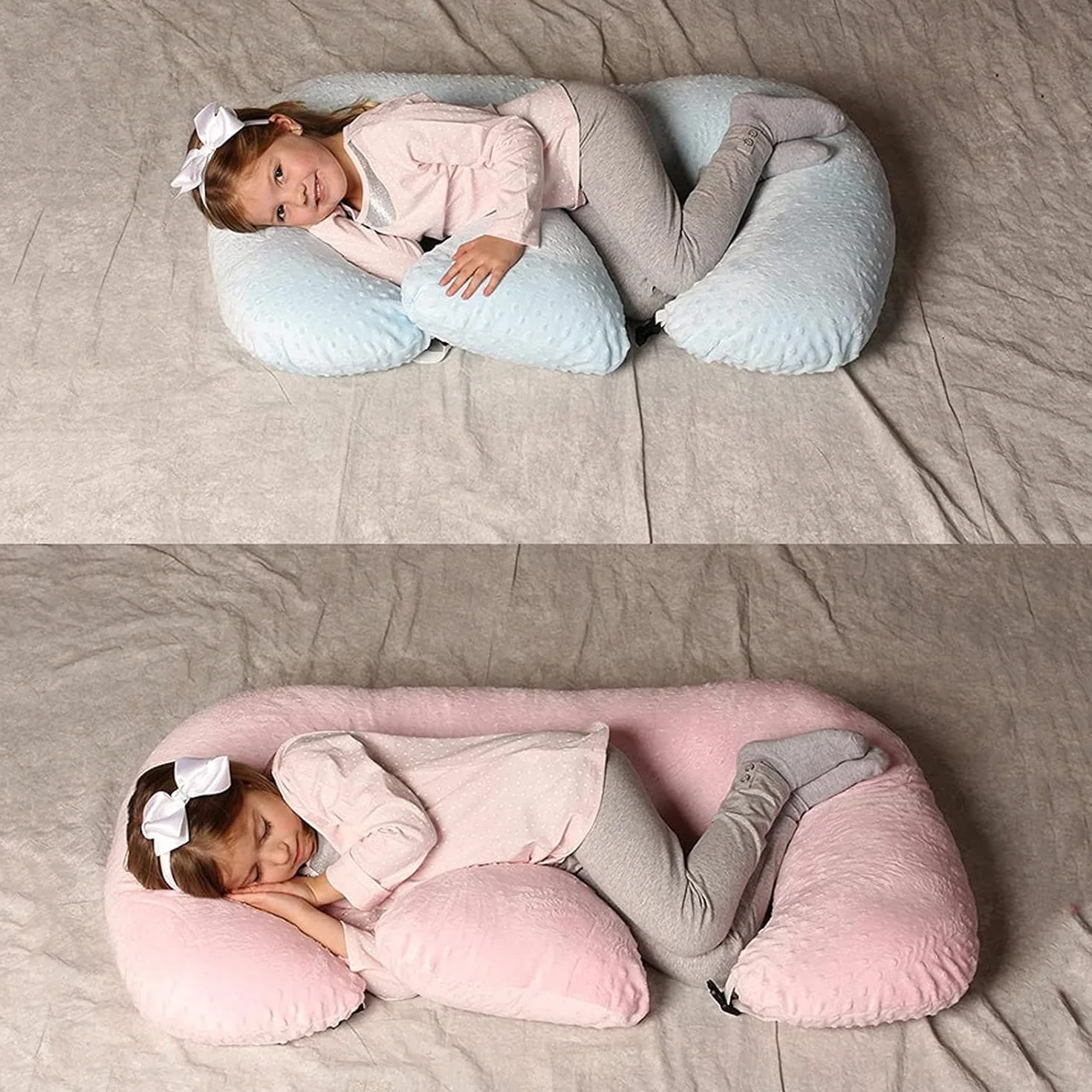 Almohada multifuncional de lactancia para gemelos para amamantar – Almohada de apoyo para lactancia para gemelos y embarazo | Almohada de apoyo de algodón lavable a máquina (Gris)