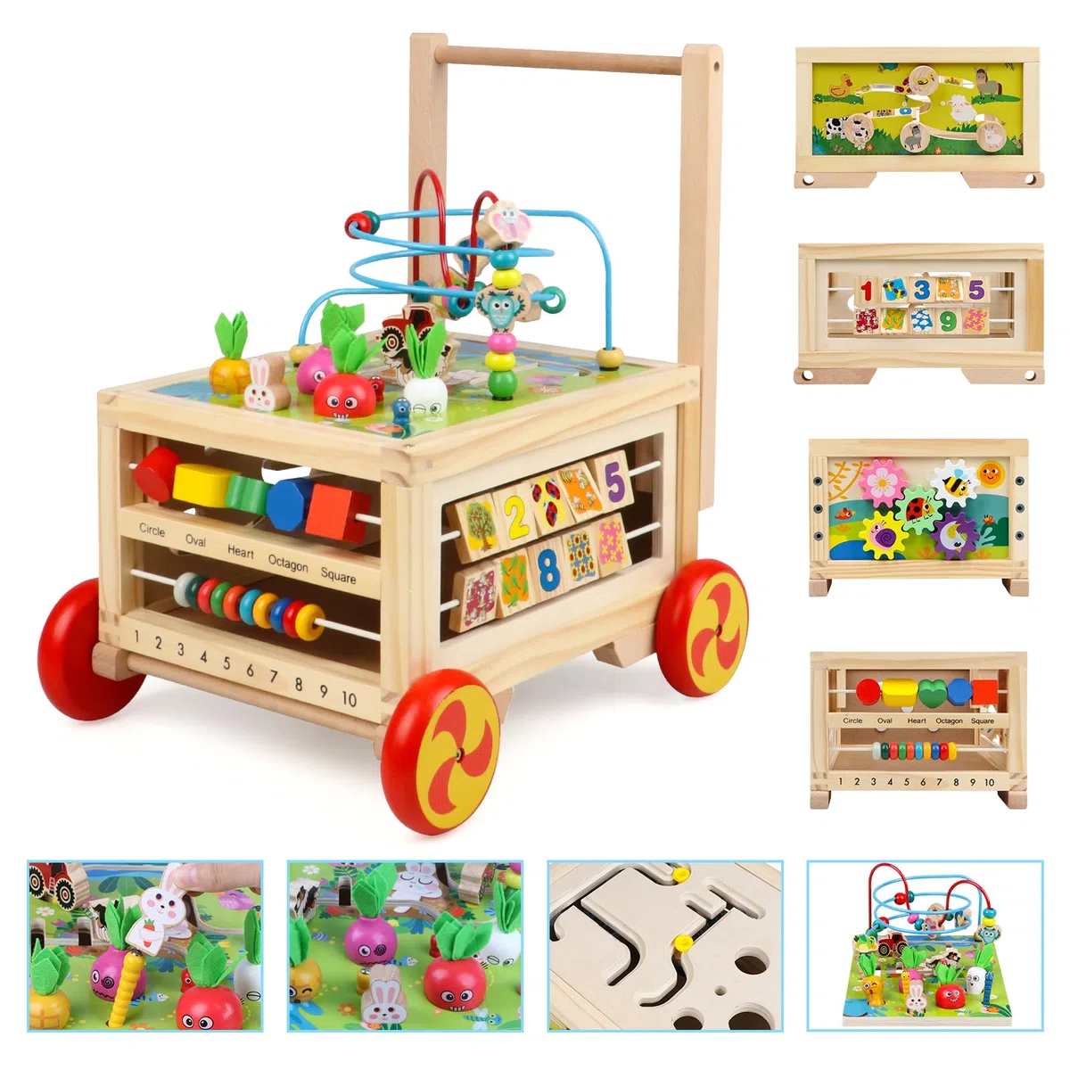 Cubo de móvil de Madera con Ruedas Adecuado para niños y niñas