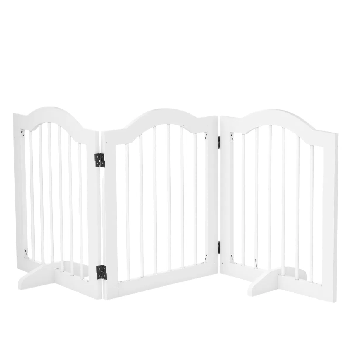 PawHut Barrera de Seguridad para Perros Pequeños Plegable 154,5x61 cm Barrera para Perros en Casa de 3 Paneles con Patas Anchos para Escaleras Pasillos Blanco