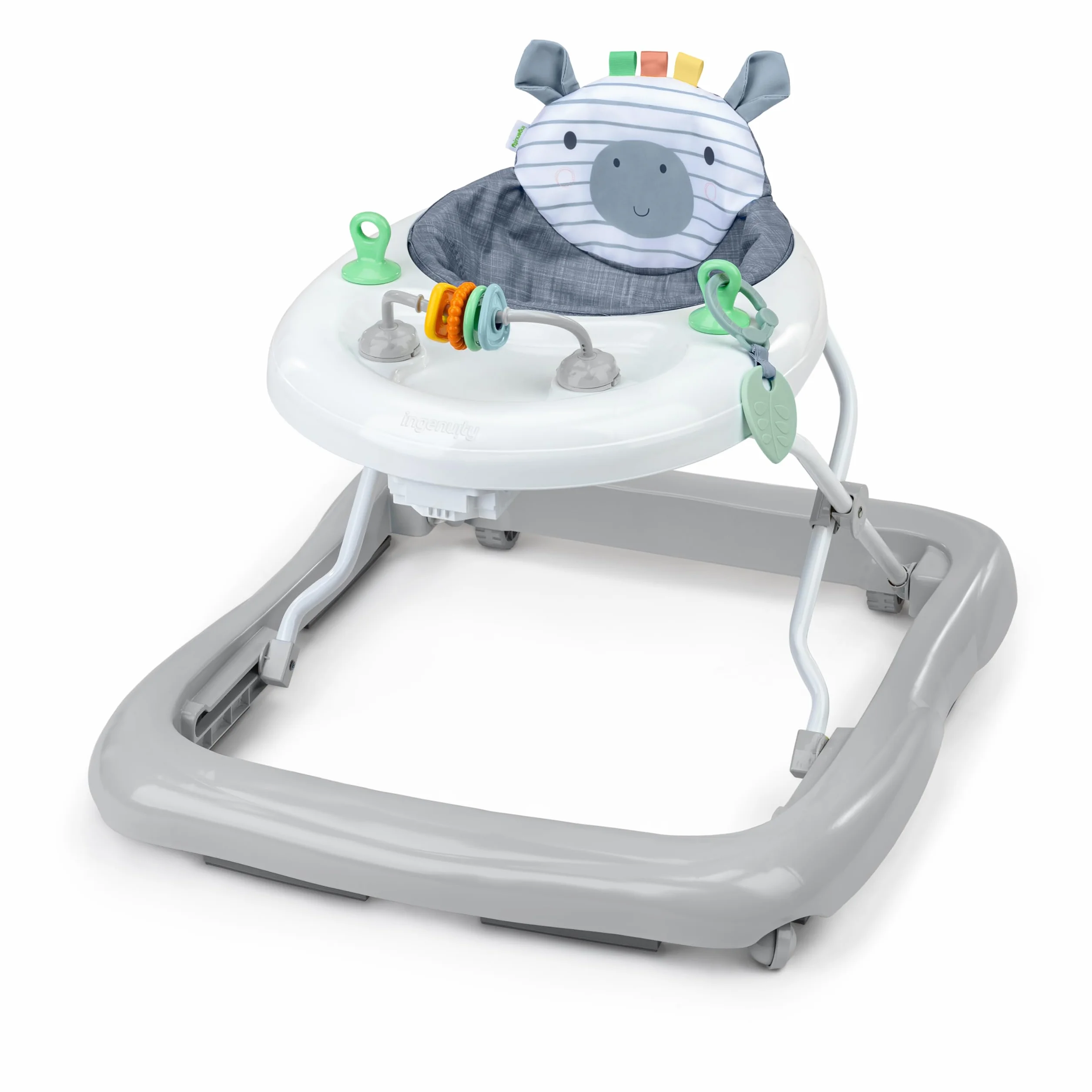 Ingenuity, Andador Interactivo Smooth Strides, Chambray, Promueve el Desarrollo con Barra de Altura Ajustable en 3 Posiciones, Juguetes Incluidos, Diseño Compacto y Seguro, Para Bebés de 6 a 12 Meses
