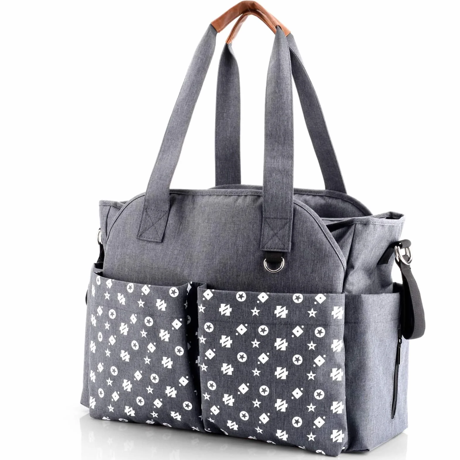 Homlynn Bolsa para cambiar pañales para bebés, materna messenger con correas para cochecitos (gris)