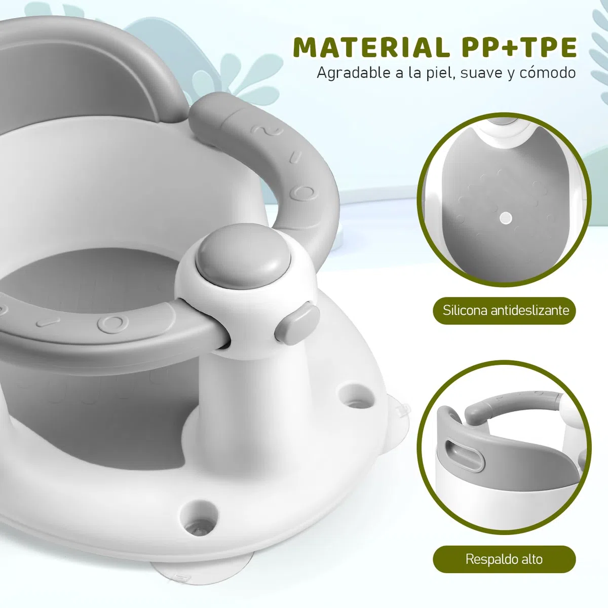 Asiento de baño para bebé, asiento de bañera para bebés de 6 meses en adelante, esencial para el baño del bebé, gran regalo de baby shower para recién nacidos y nuevas madres