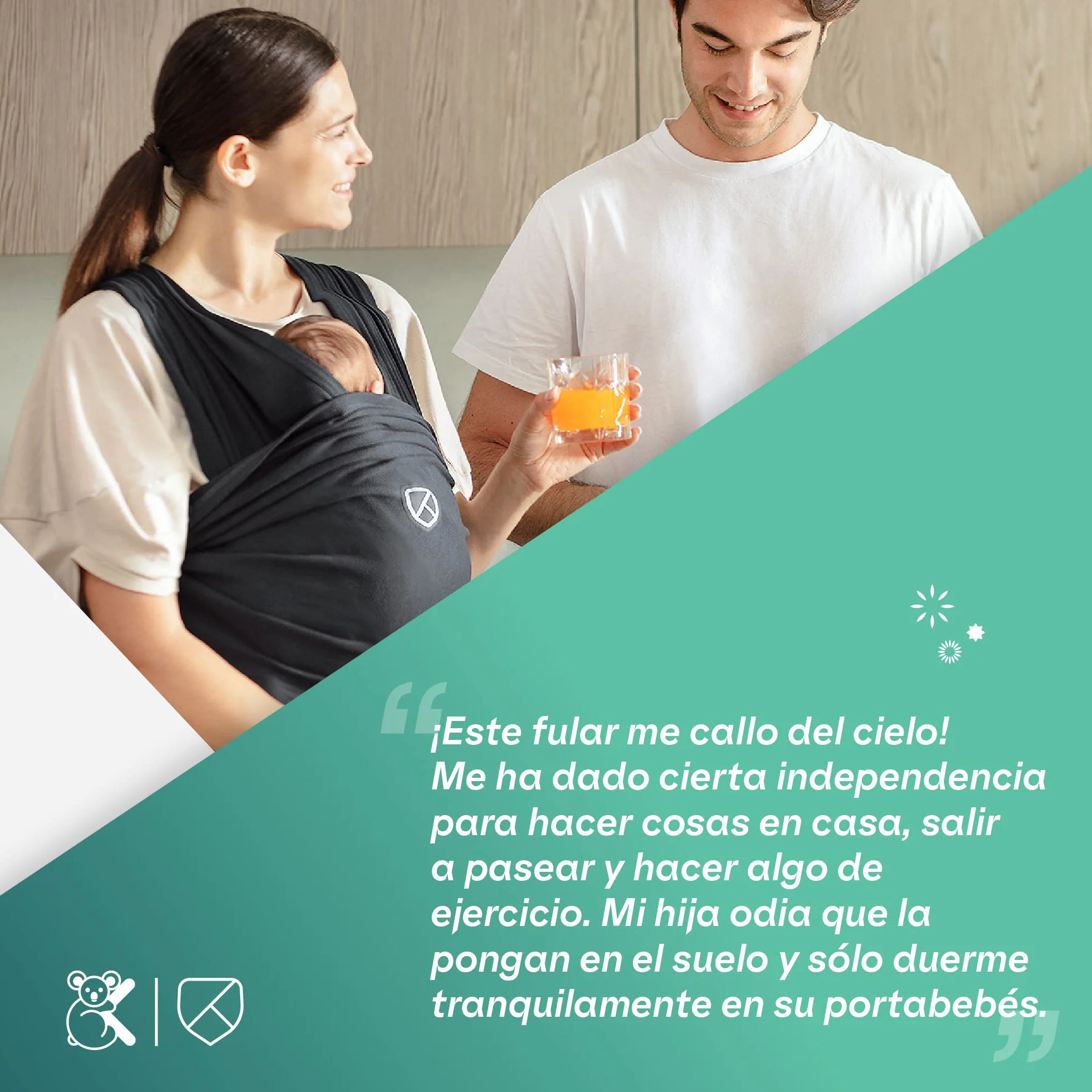 Koala Babycare Fular portabebes Cuddle Band 2.0 100% algodón hasta 15 kg ajustable unisex