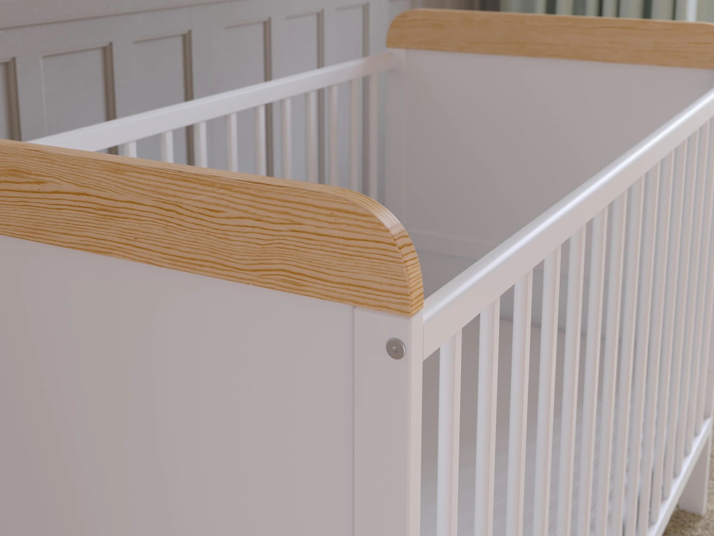 Love For Sleep Cuna Convertible en Cama 120x60 cm - Incluye Colchón - Madera Blanco-Pino, Juego Completo para Bebé - Cama Evolutiva 2 en 1