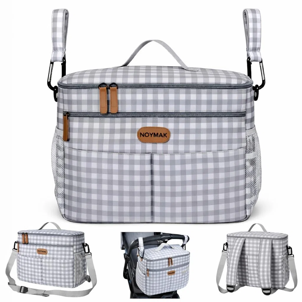 Bolsa Carrito Bebé Grande 22L, Gran Capacidad,Impermeable,Bolso Carro Bebe con Cambiador, Interior Térmico,Ganchos Universales y Accesorios,Organizador con múltiples Bolsillos.