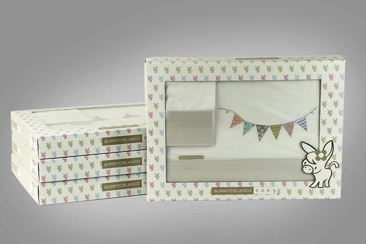 Burrito Blanco | Sábanas Cuna, maxicuna y minicuna Bordadas, 214 Gris | para Maxicuna de 70 cm (+ Medidas Disponibles) | Sábanas bebé