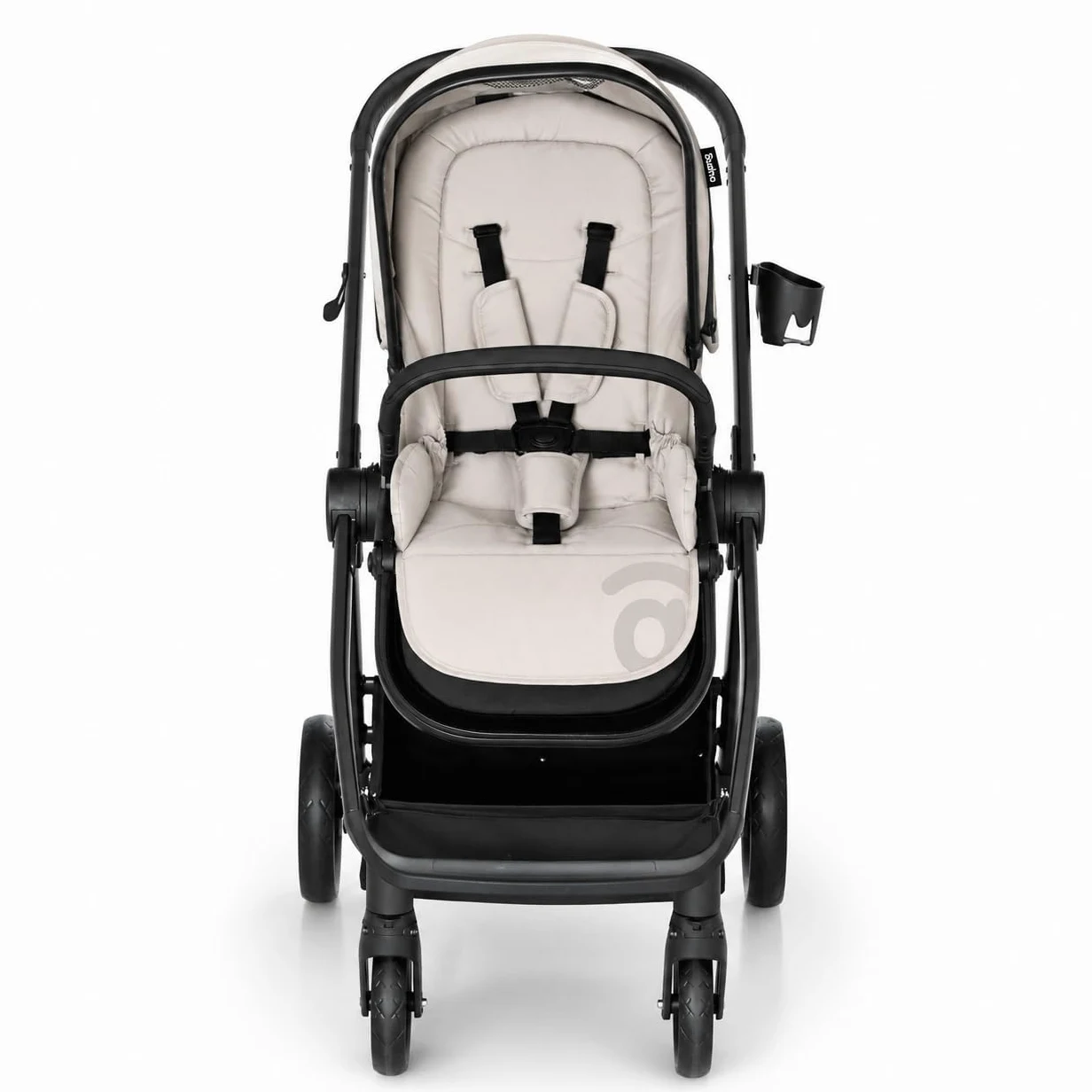 Asalvo DÚO RODAS Silla de Paseo, Carro Plegable Ultraligera y Compacta, Asa Trolley, Equipaje avión, Reclinable, Carro Bebe, Barra Seguridad, Arnés 5 Puntos, hasta 23kg, Beige