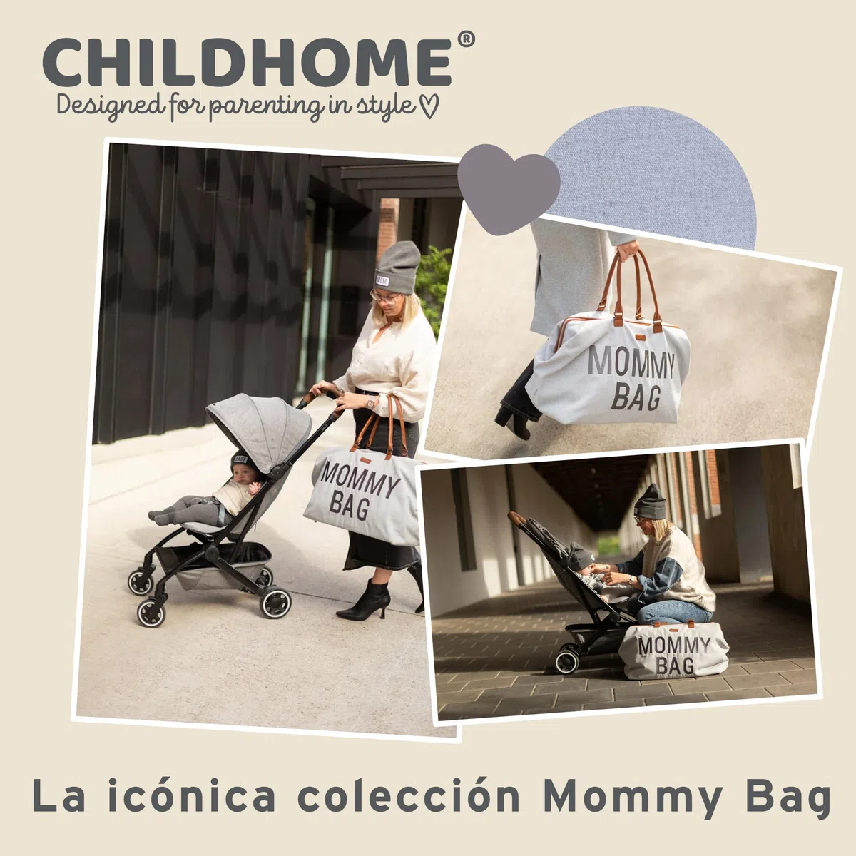 CHILDHOME Mommy Bag, bolso cambiador, maternidad, bolso de viaje, gran capacidad, cambiador, correa ajustable para el hombro, compartimentado, bolsillo termico, pasaje para la maleta