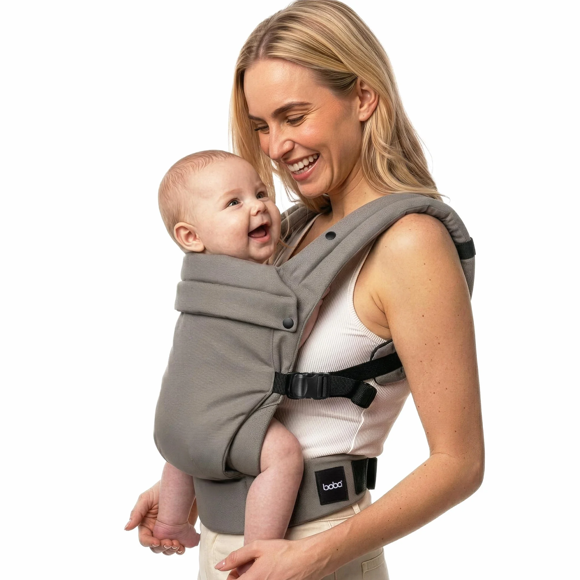 Boba Auri Portabebés 100% Algodón Premium 3 Posiciones Ergonómicas Asiento Ajustable 3,2-20 kg Gris