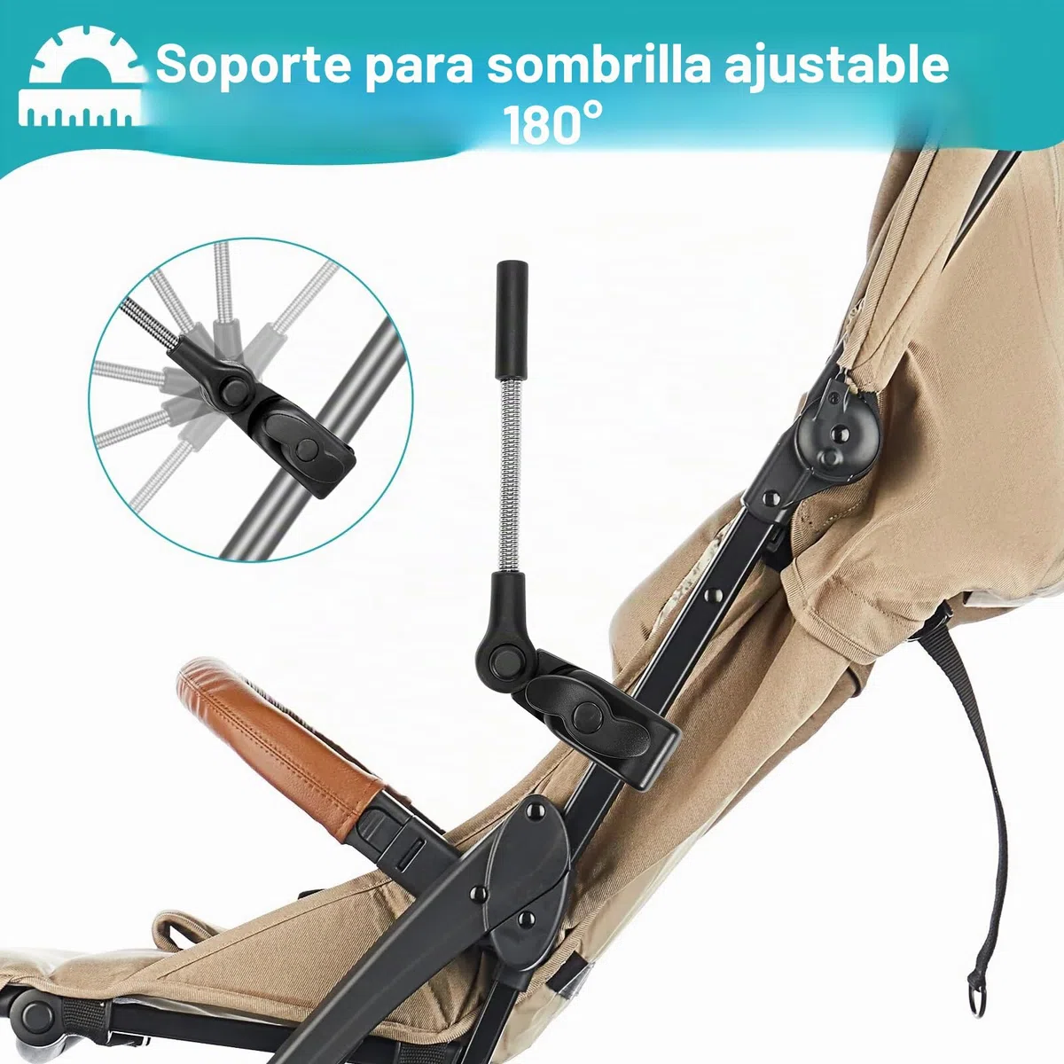 Sombrilla Carro Bebe Universal Anti UV, Diámetro 71 cm, Sombrilla de Cochecito con Abrazadera de Fijación, Parasol de Carro Bebe Protección UV50+, para Cochecito & Silla de Paseo