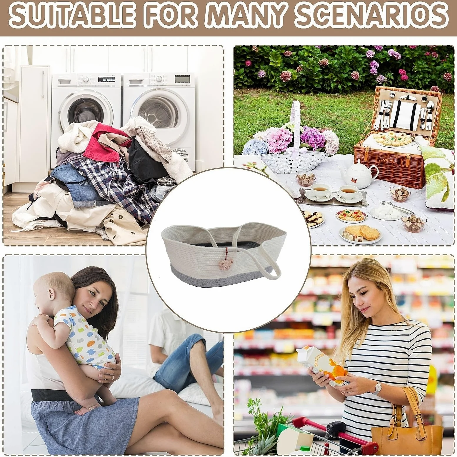 Bebé Moisés Canasta Portátil Bebé Cama Handheld Moisés Cesta de Algodón Cuerda para Bebé Cama Carrera Llevar Bebé Cambiando Mesa Bebé Bebe para El Bebé para El Coche de Viaje Al