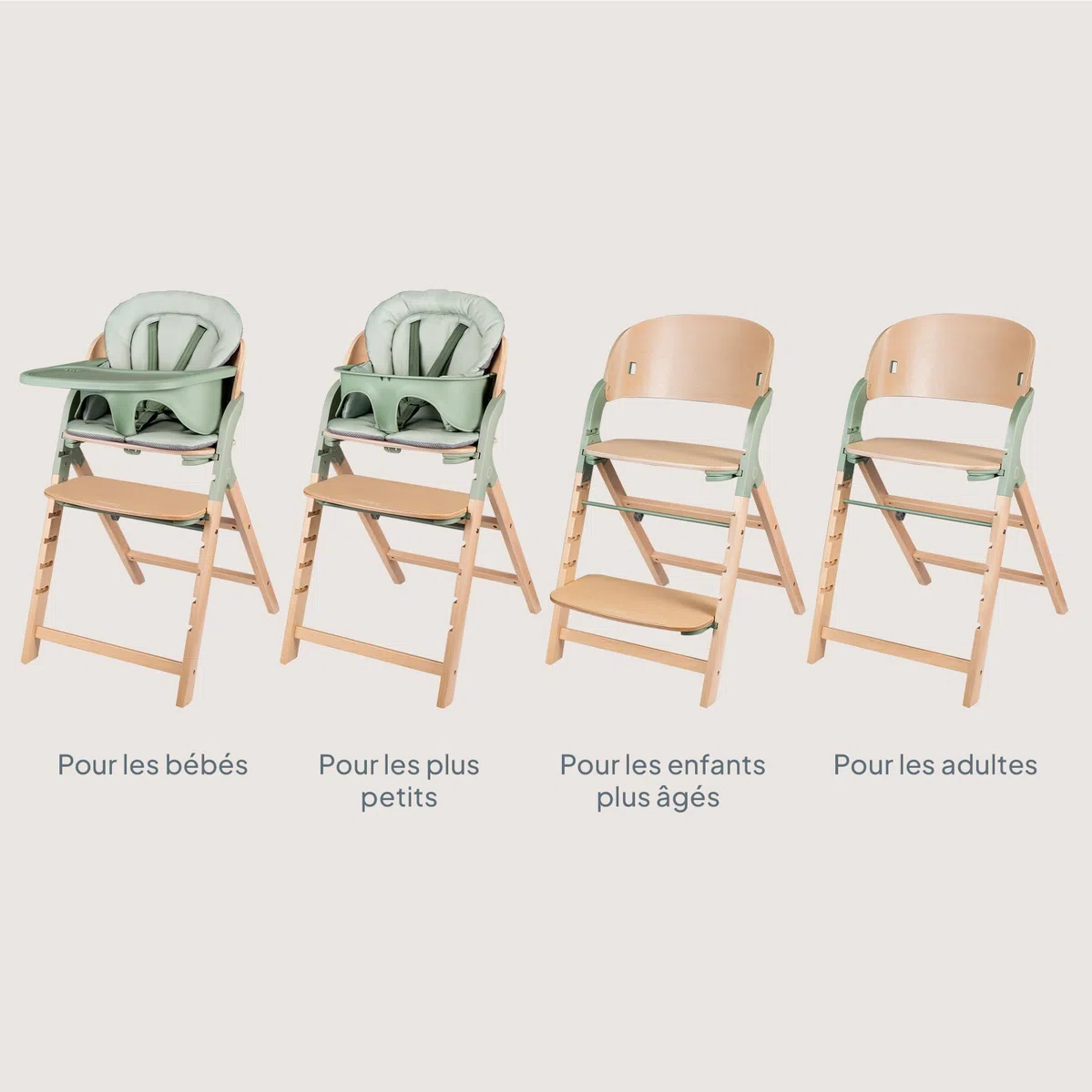 LIONELO Megan – Trona evolutiva de madera para bebé, crece con el niño desde 6 meses hasta 110 kg, reposapiés regulable, arnés 5 puntos, cojín lavable, fácil de limpiar