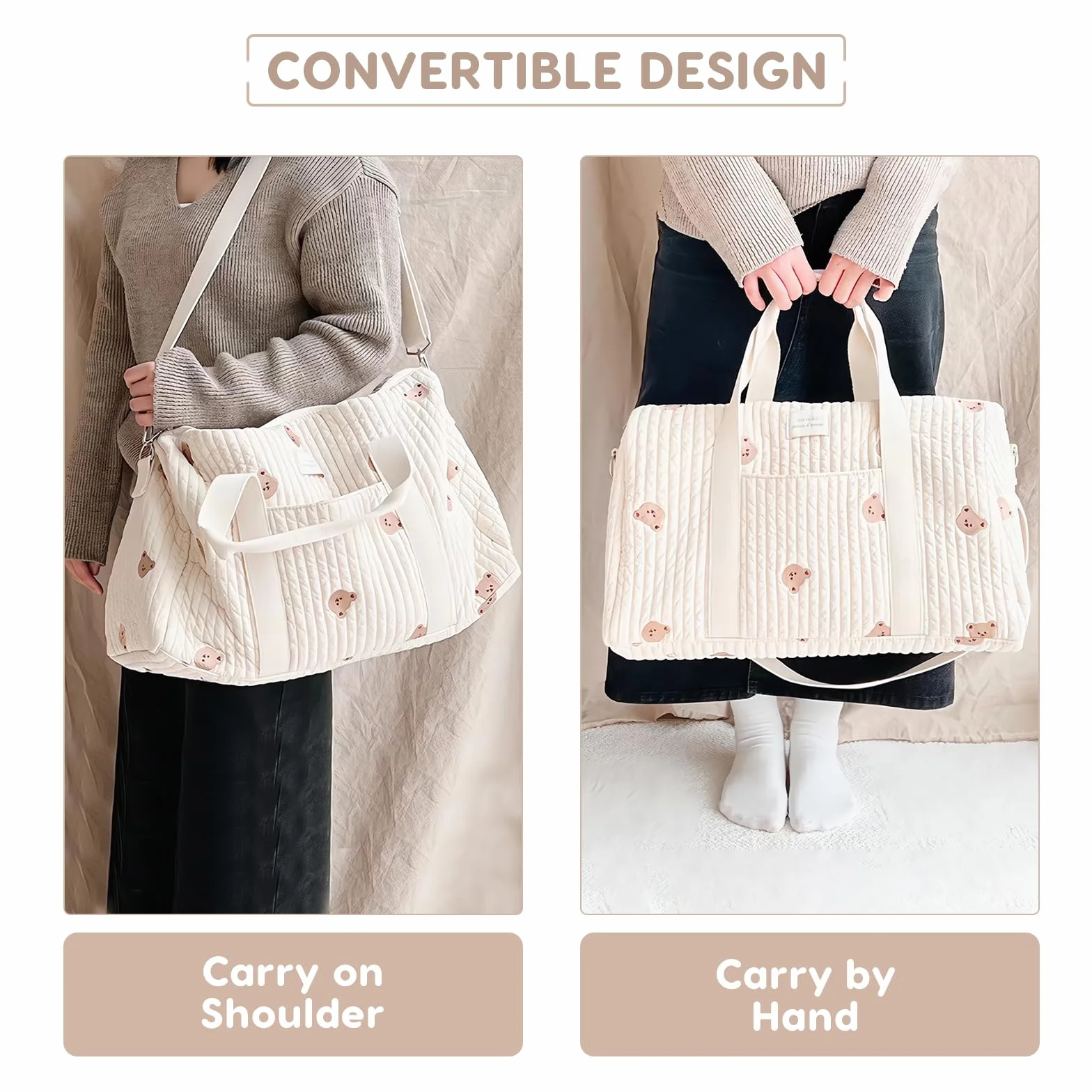 SONARIN Gran Capacidad Bordada Bolsa de Pañales para Bebé,Ligera Maternidad Messenger Bolso Bandolera de Cambio Bolsa Equipaje Bolsa de Viaje con Correa de Hombro