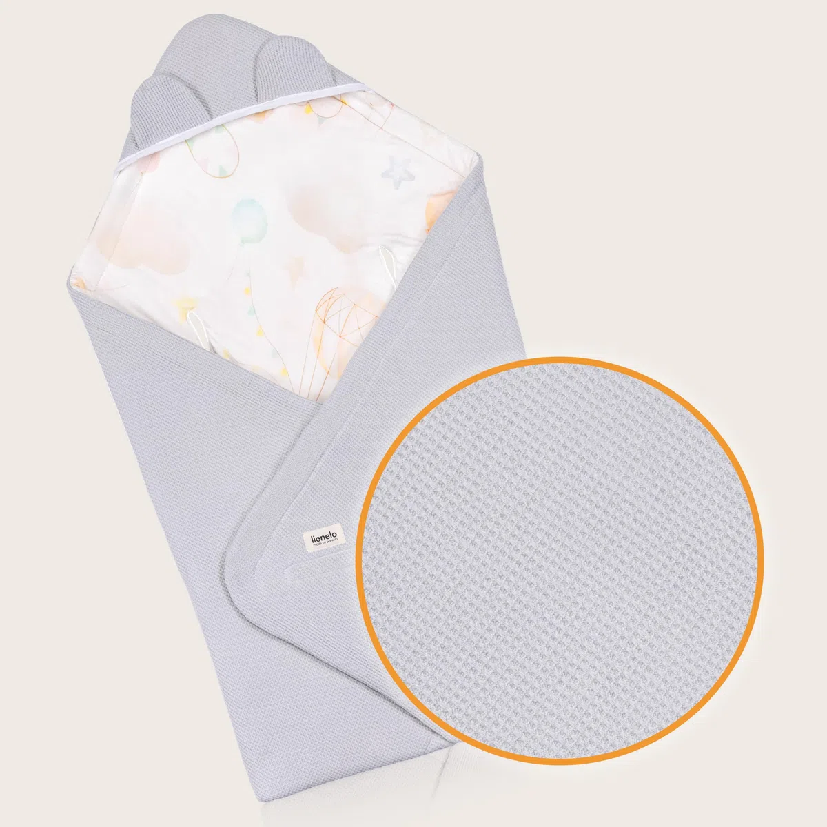 lionelo Travel Swaddle Blanket Manta para Asiento de Bebé Cálida, Portabebés y Cochecito para Todo el Año 90x90 cm Cierre de Velcro, 100% Algodón