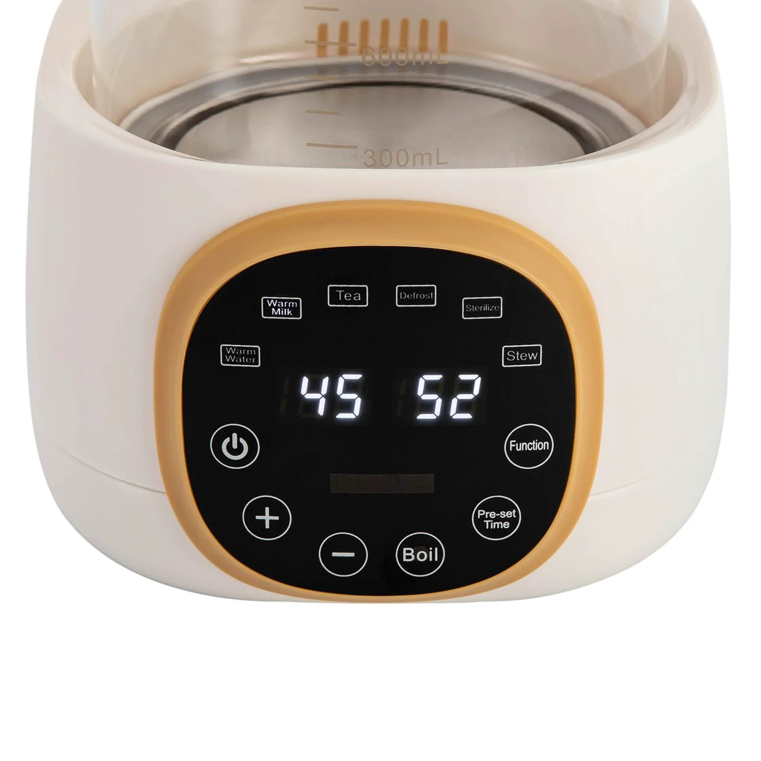 Hervidor de agua con ajuste de temperatura, calentador de biberones para bebés con indicadores digitales LED, 72 horas, mantiene caliente los alimentos para bebés, 600 W, 1,3 L